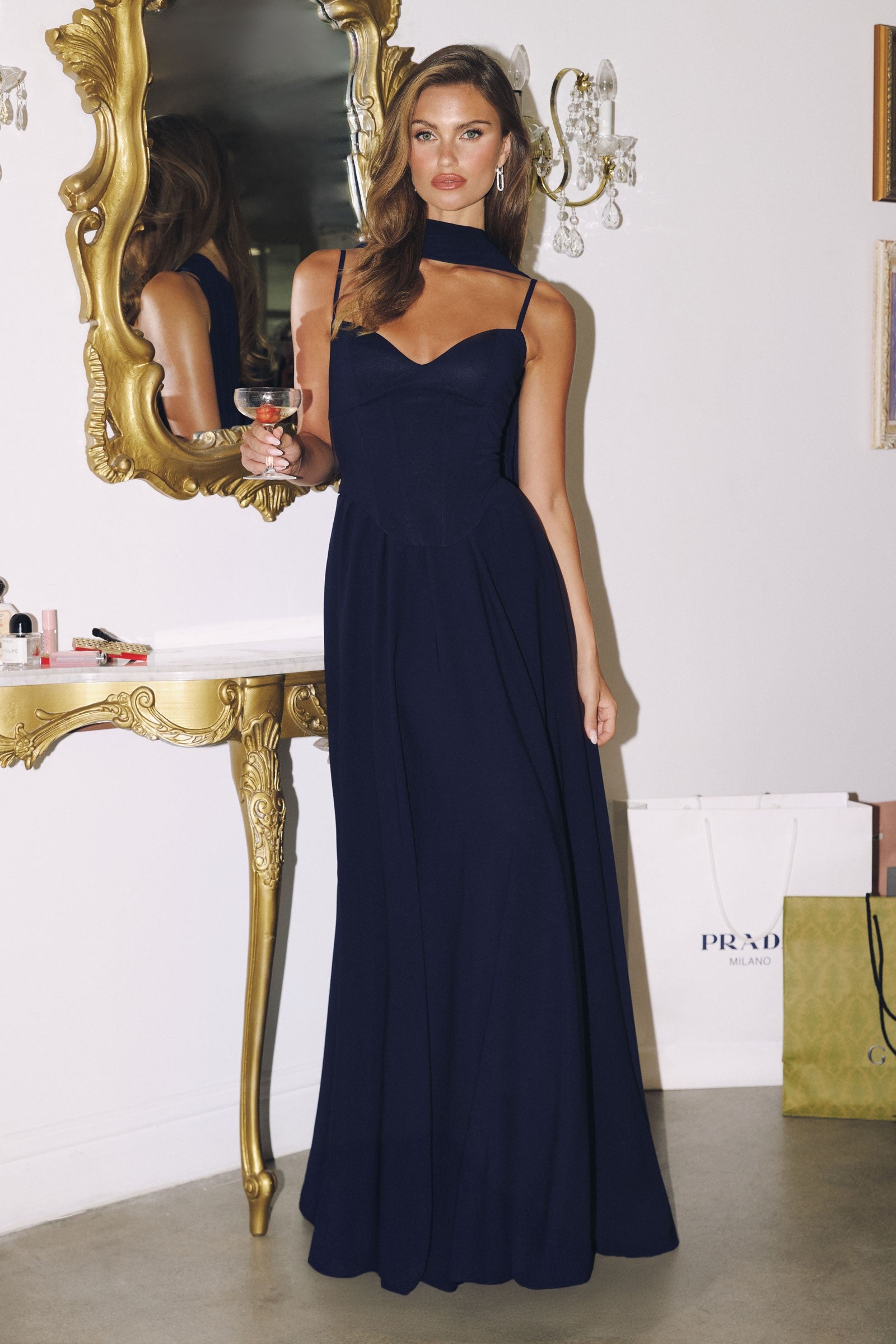 NARDA CORSET NAVY DRESS