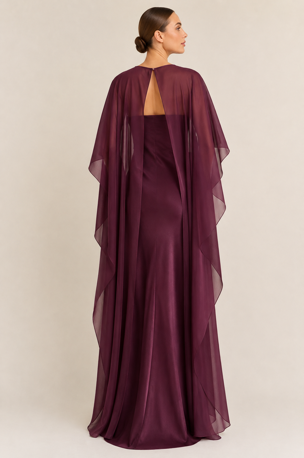 SELENE CAPE DRESS PLUM
