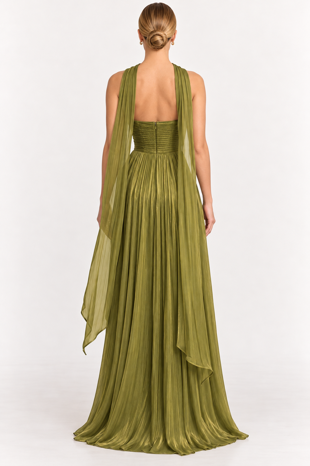 MARLENE MAXI DRESS WITH SCARF GREEN