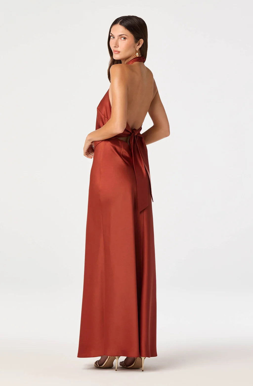 VIRIDIANA SATIN HALTER MAXI DRESS