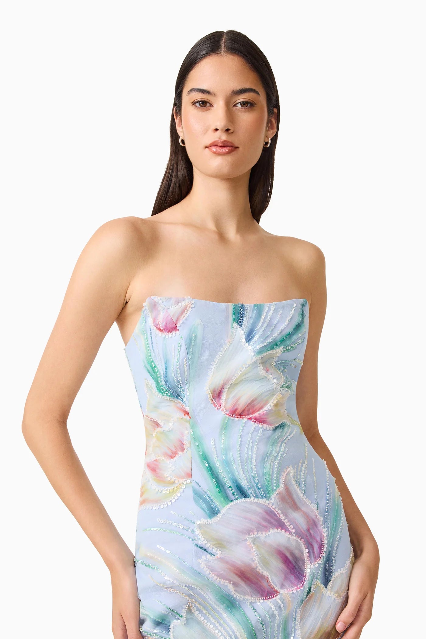 PRISELLE STRAPLESS MIDI DRES