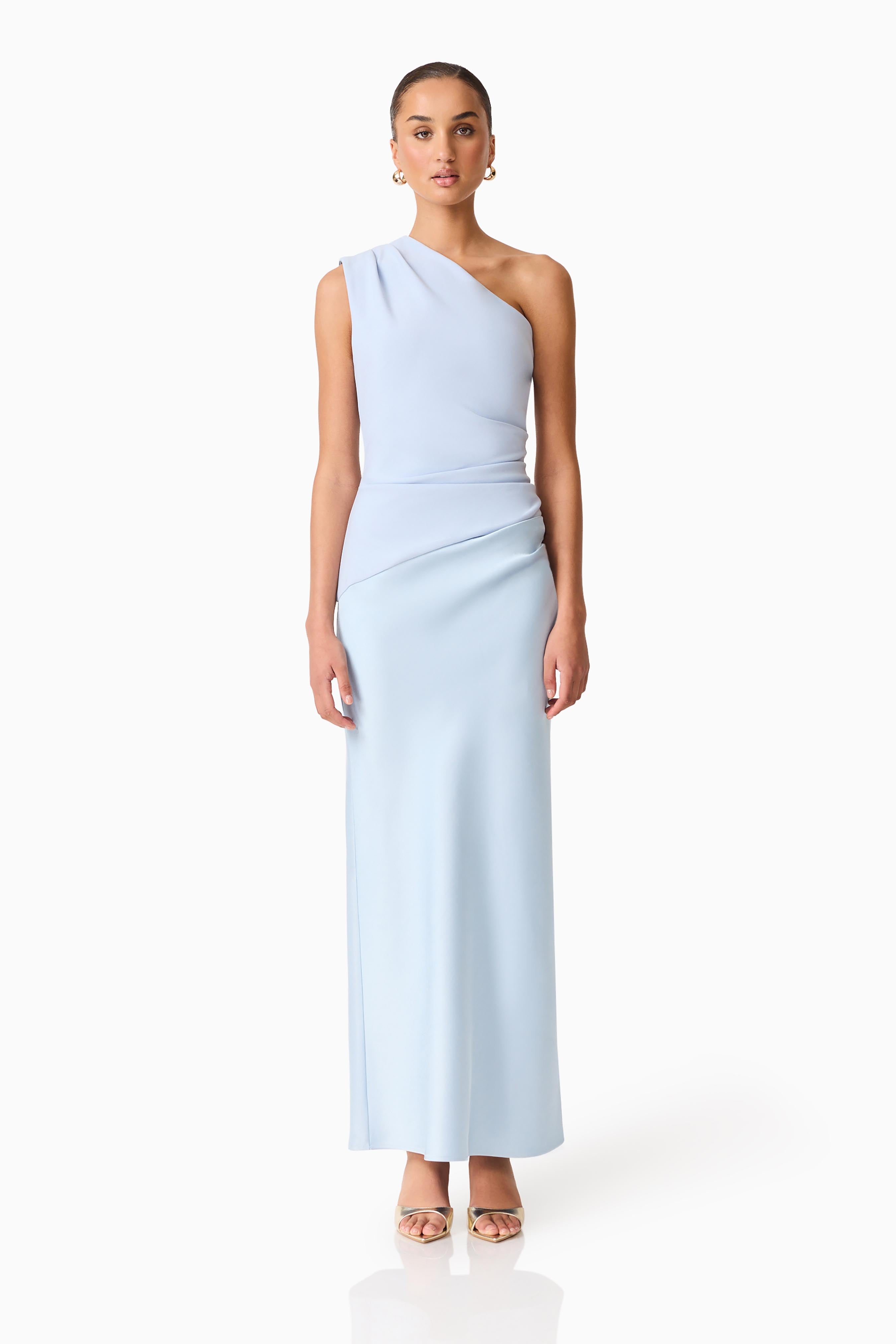 SKYE ONE SHOULDER GOWN BABY BLUE