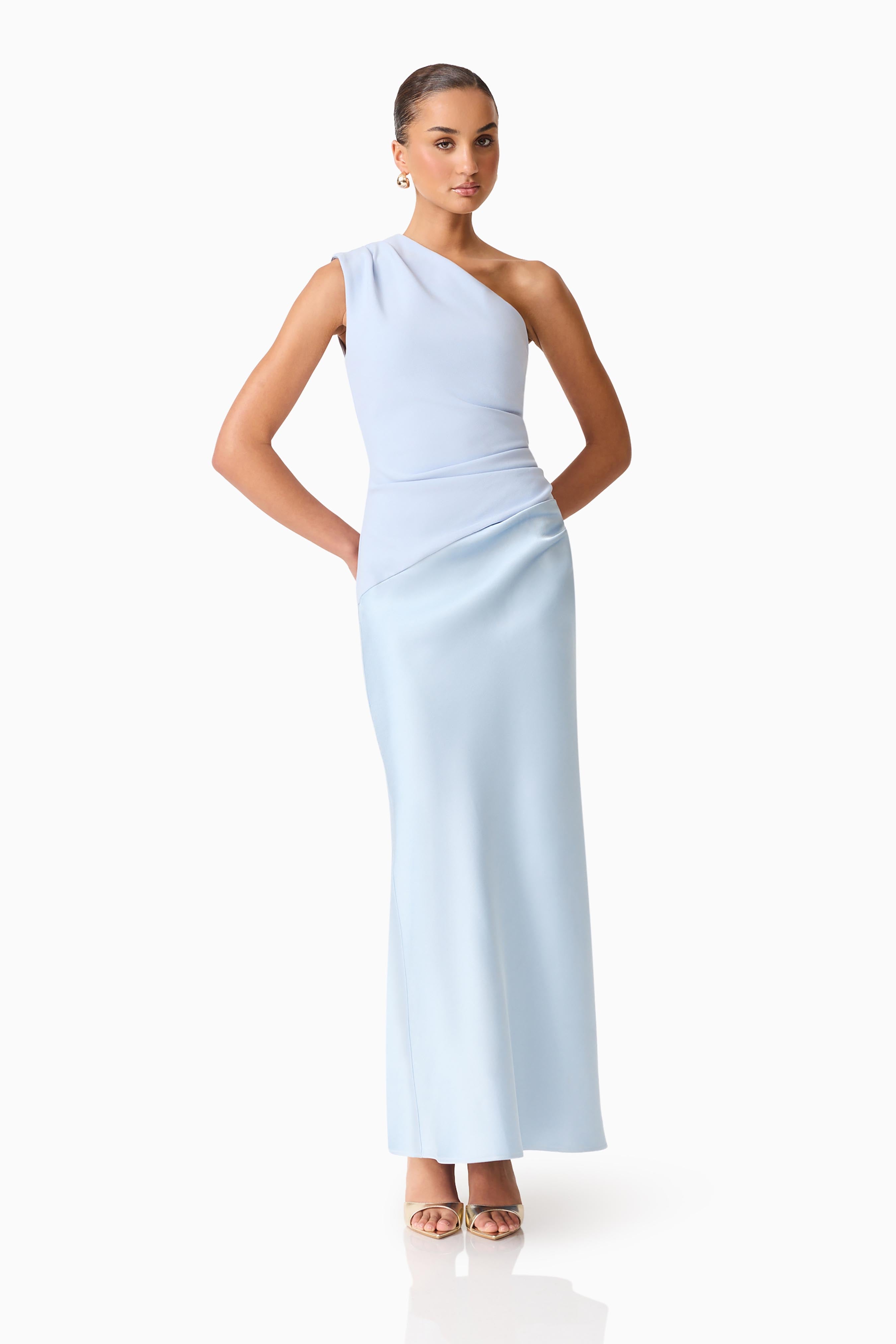 SKYE ONE SHOULDER GOWN BABY BLUE