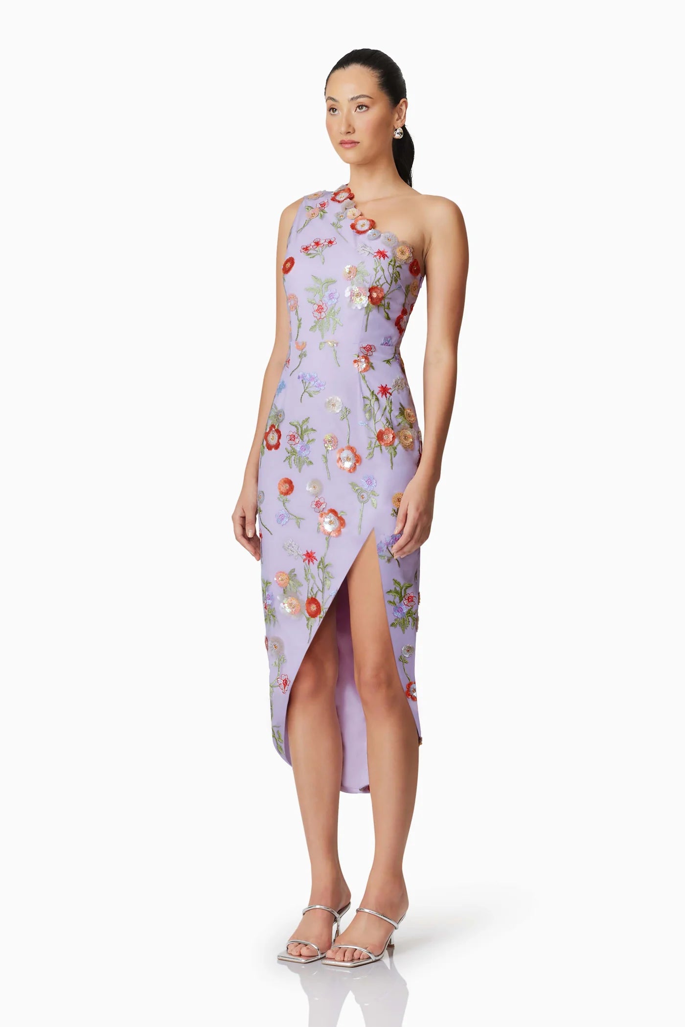 NAYA ONE SHOULDER MIDI DRESS