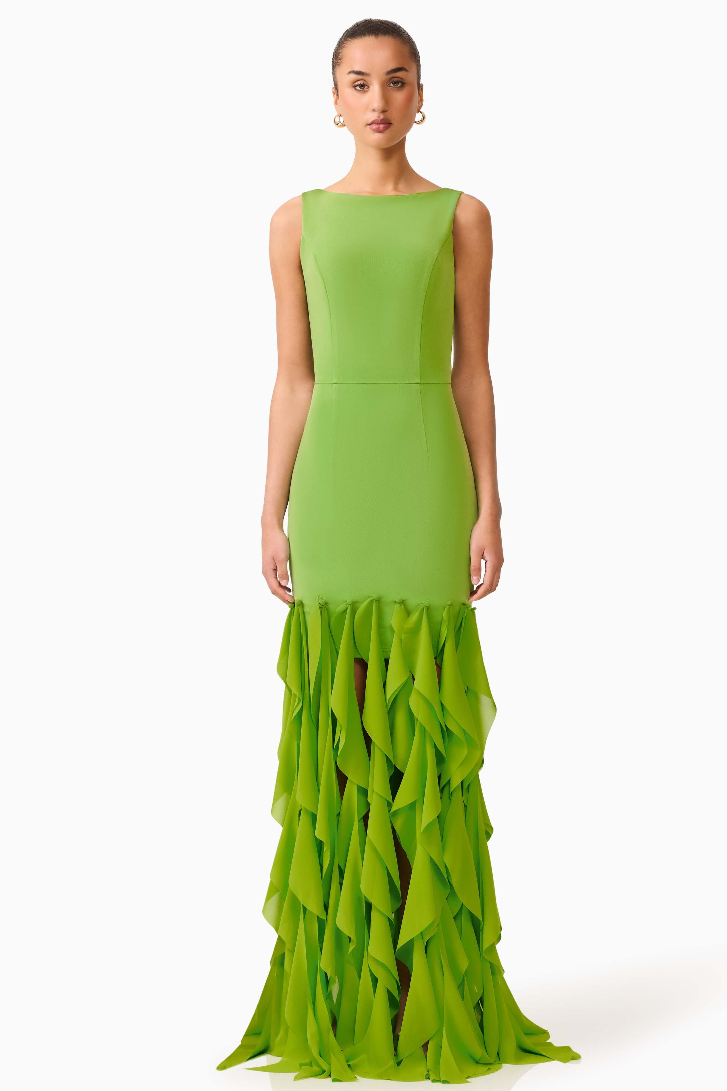 MARISON RUFFLED FRINGE GOWN