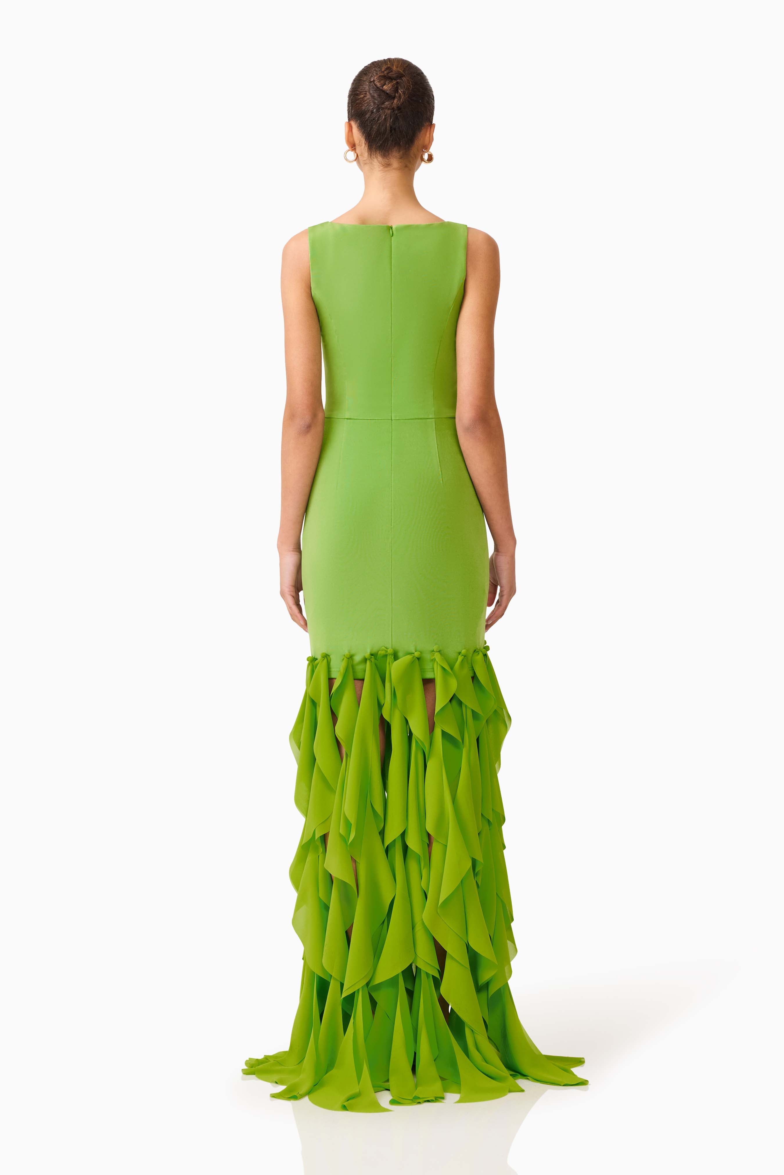 MARISON RUFFLED FRINGE GOWN