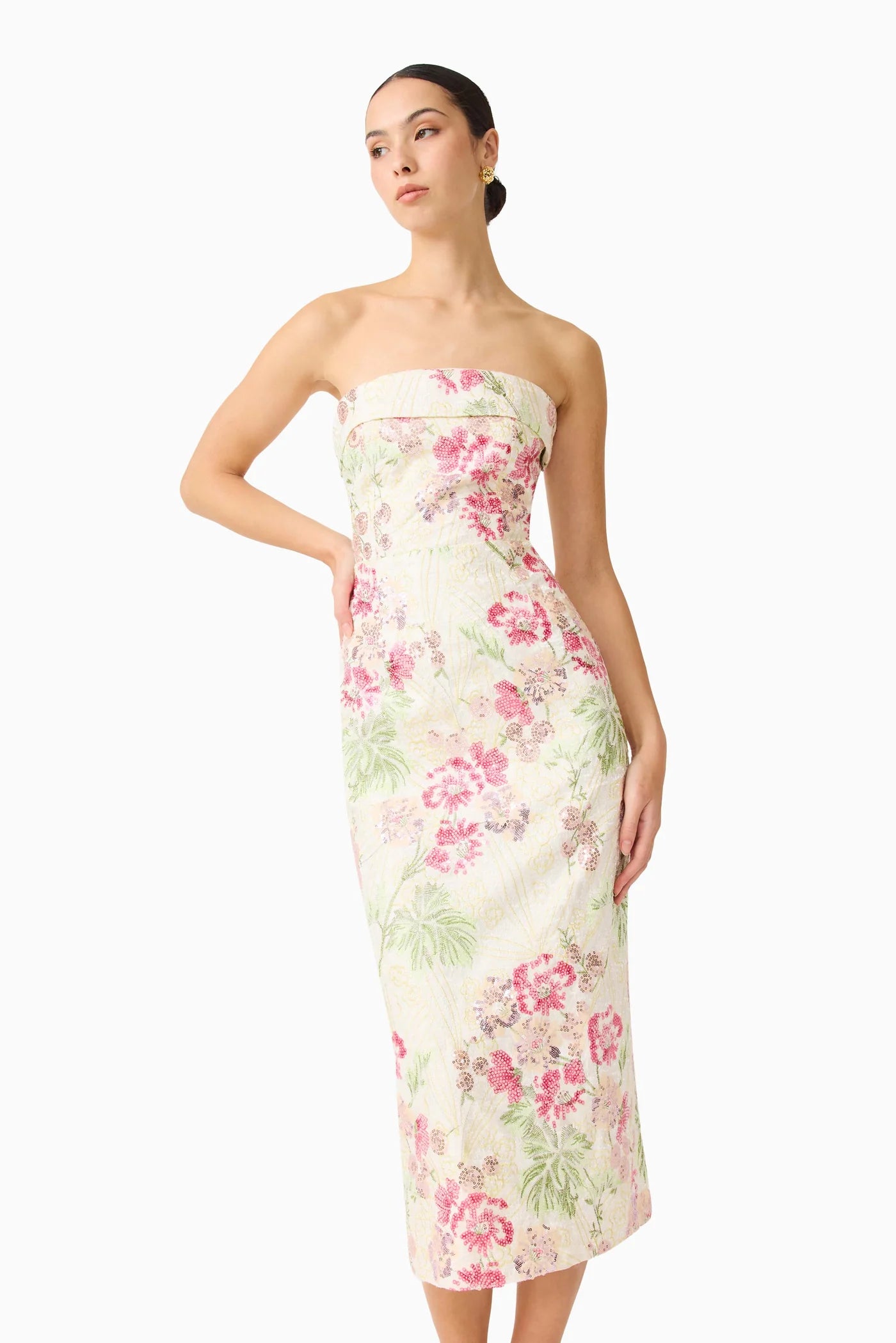 GRETA STRAPLESS MIDI DRESS