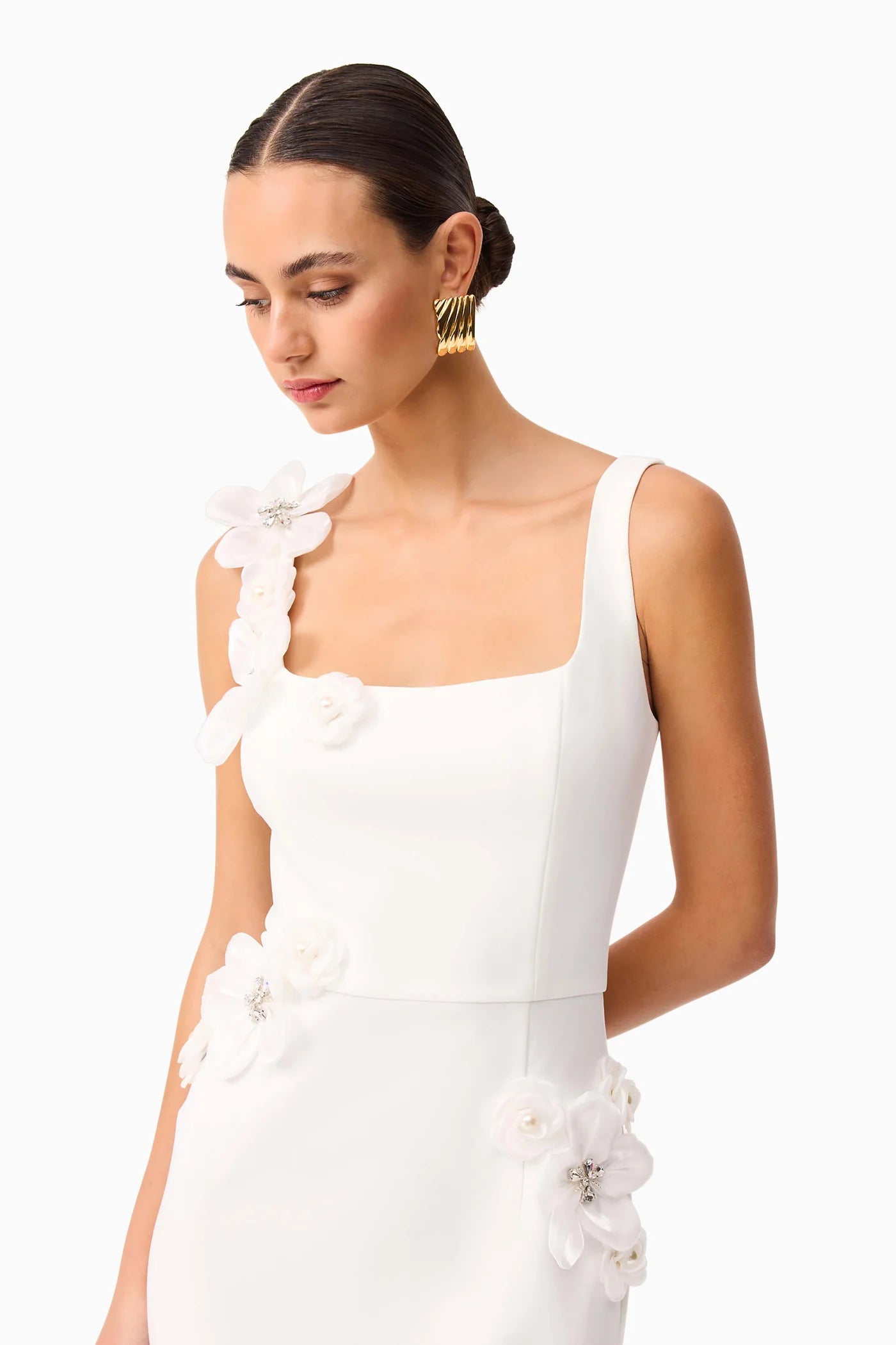CHANTELLE 3D MIDI DRESS IN WHITE