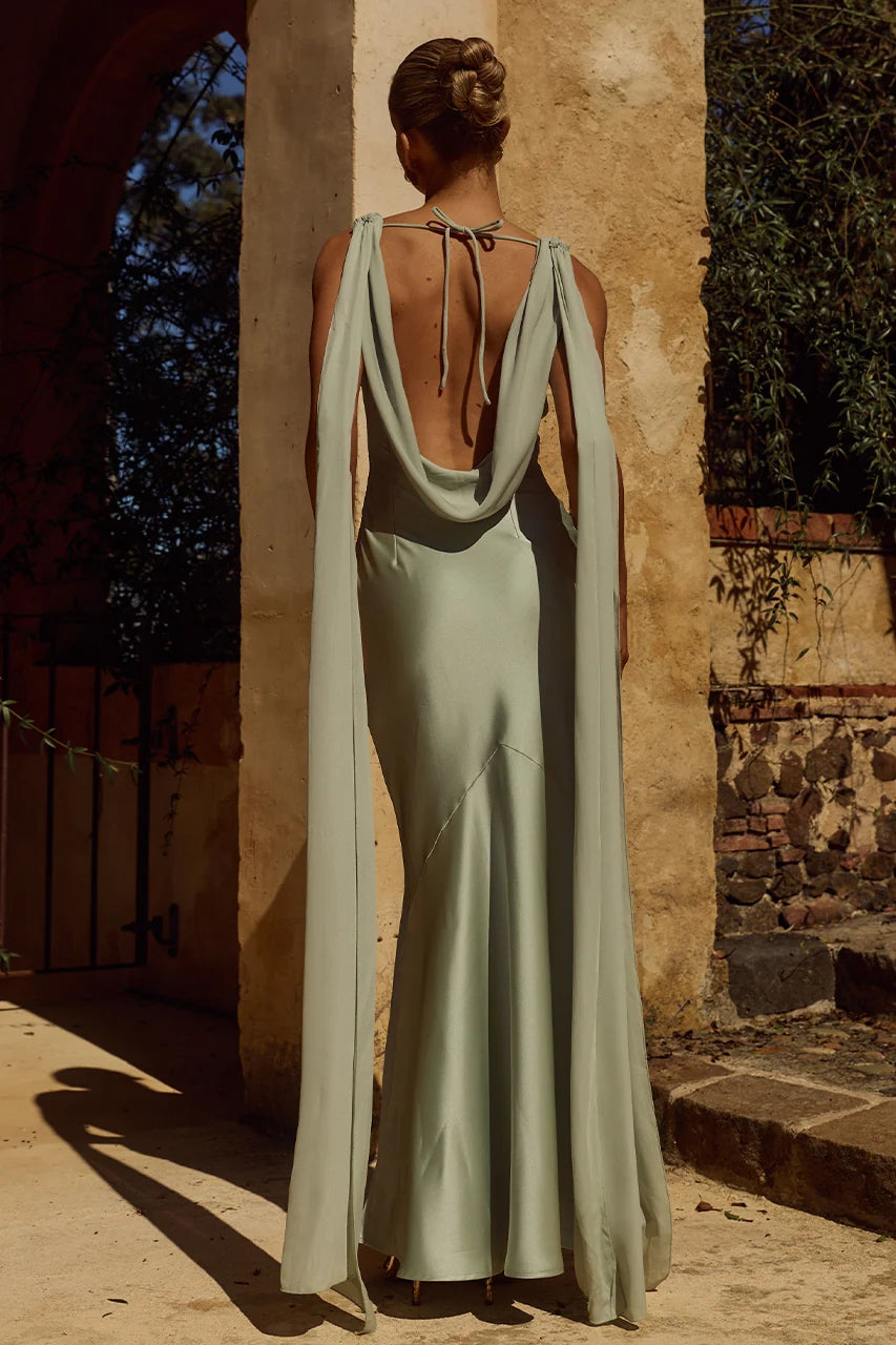 GABRIELLA COWL MAXI DRESS - SAGE