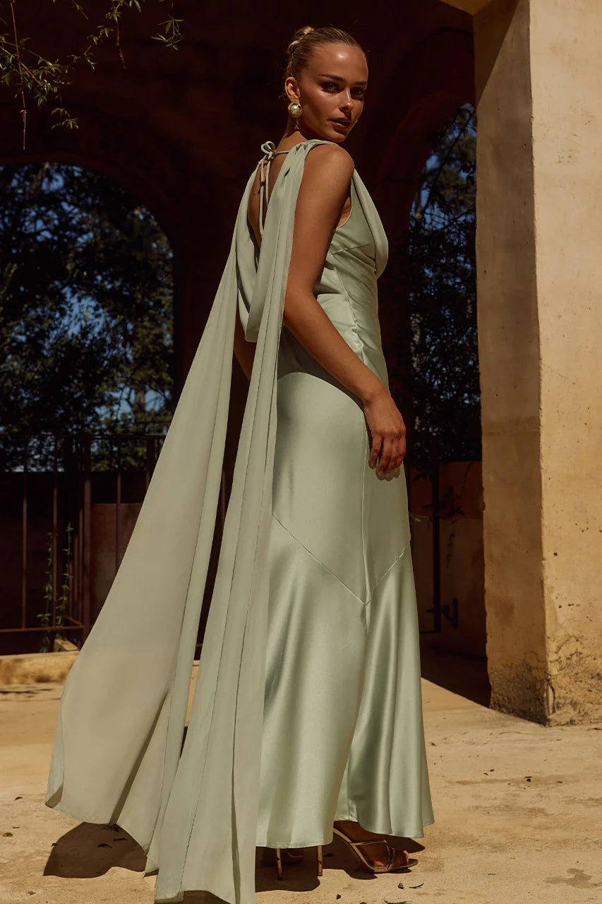 GABRIELLA COWL MAXI DRESS - SAGE