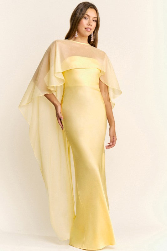 SELENE CAPE DRESS YELLOW