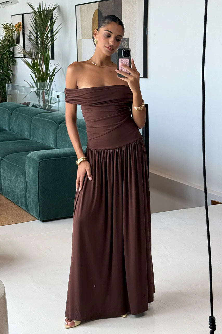 MANALLA BROWN MAXI DRESS