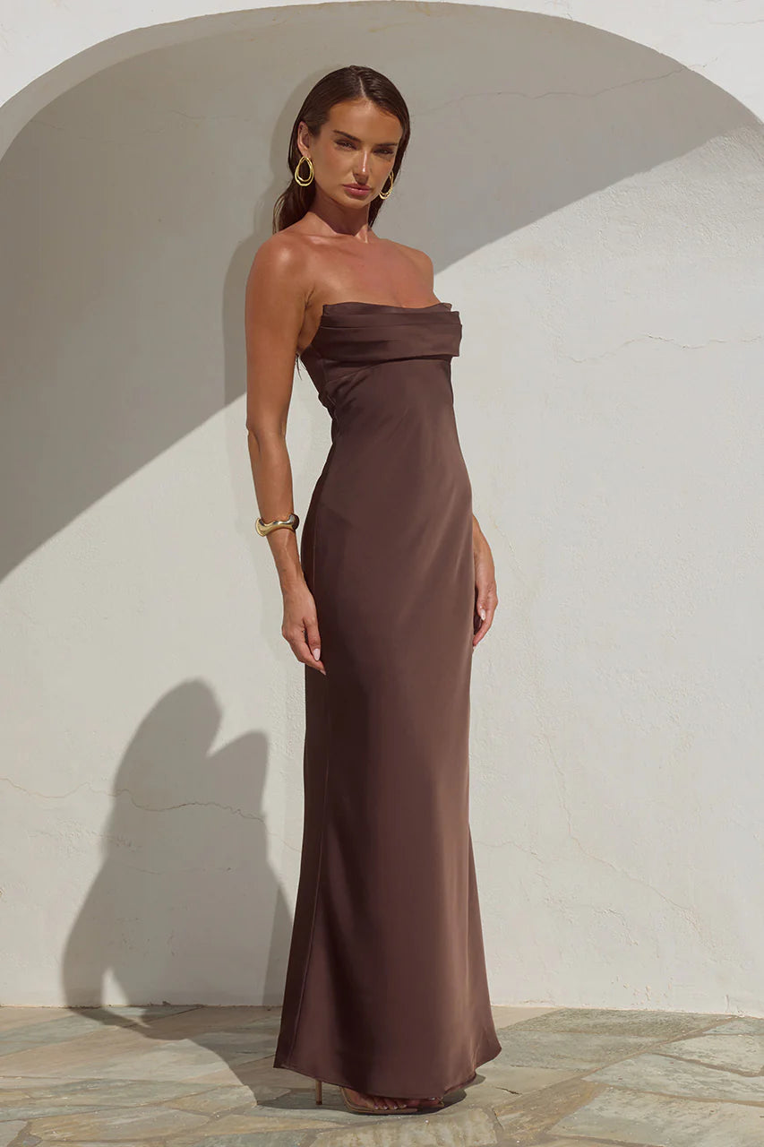 MADELEINE MAXI DRESS CHOCOLATE