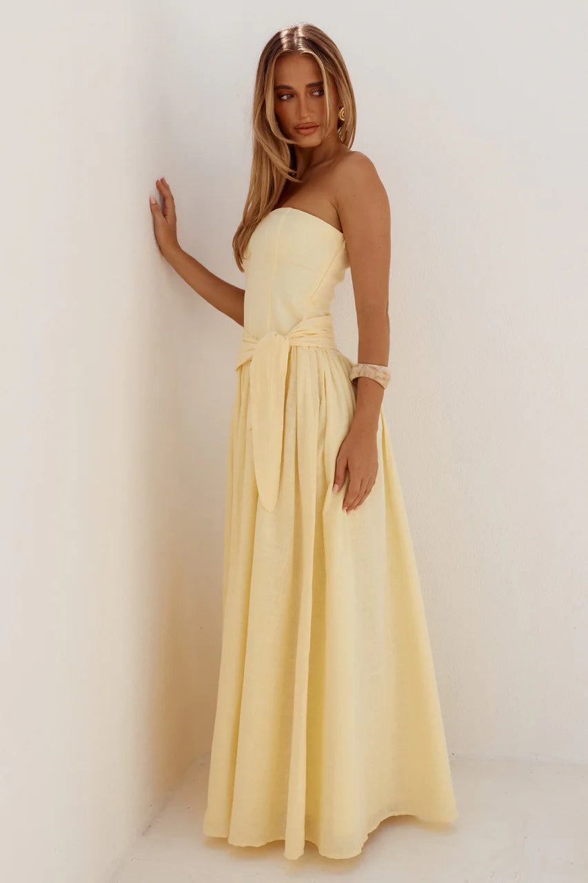 MAEVE STRAPLES MAXI DRES