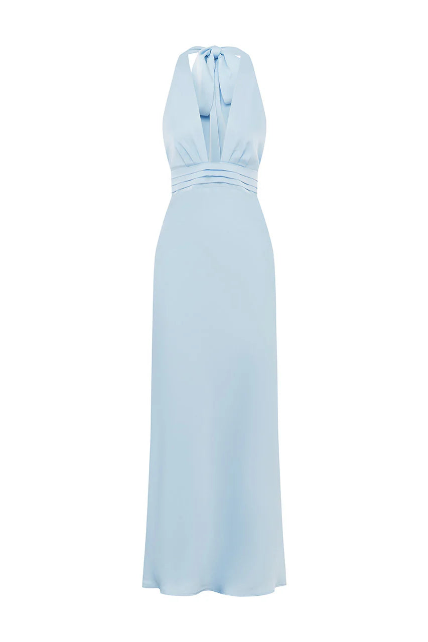 SYLVIE PLUNGE V NECK MAXI BABY BLUE