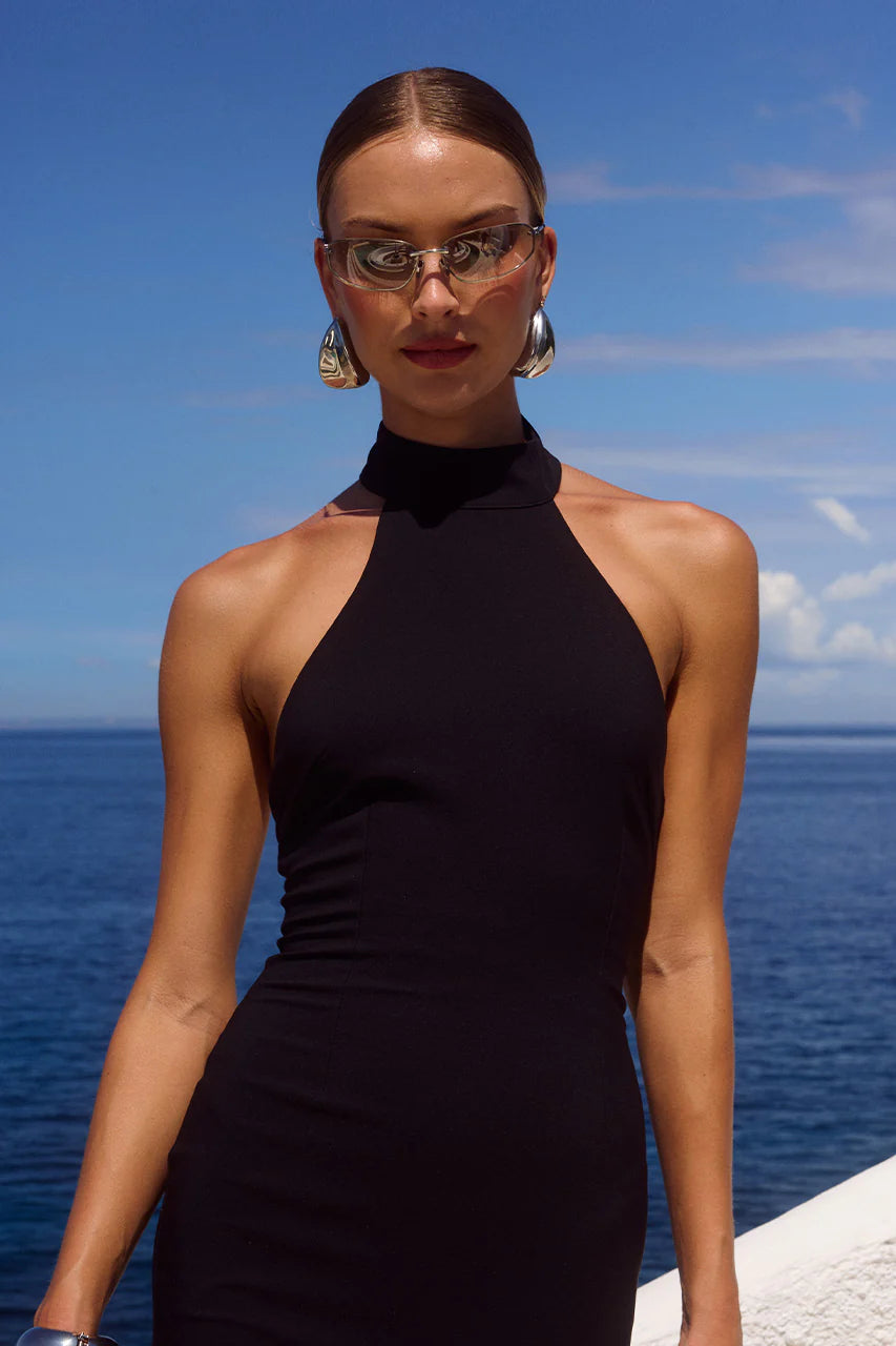 YAZMIN HALTER MAXI DRESS BLACK