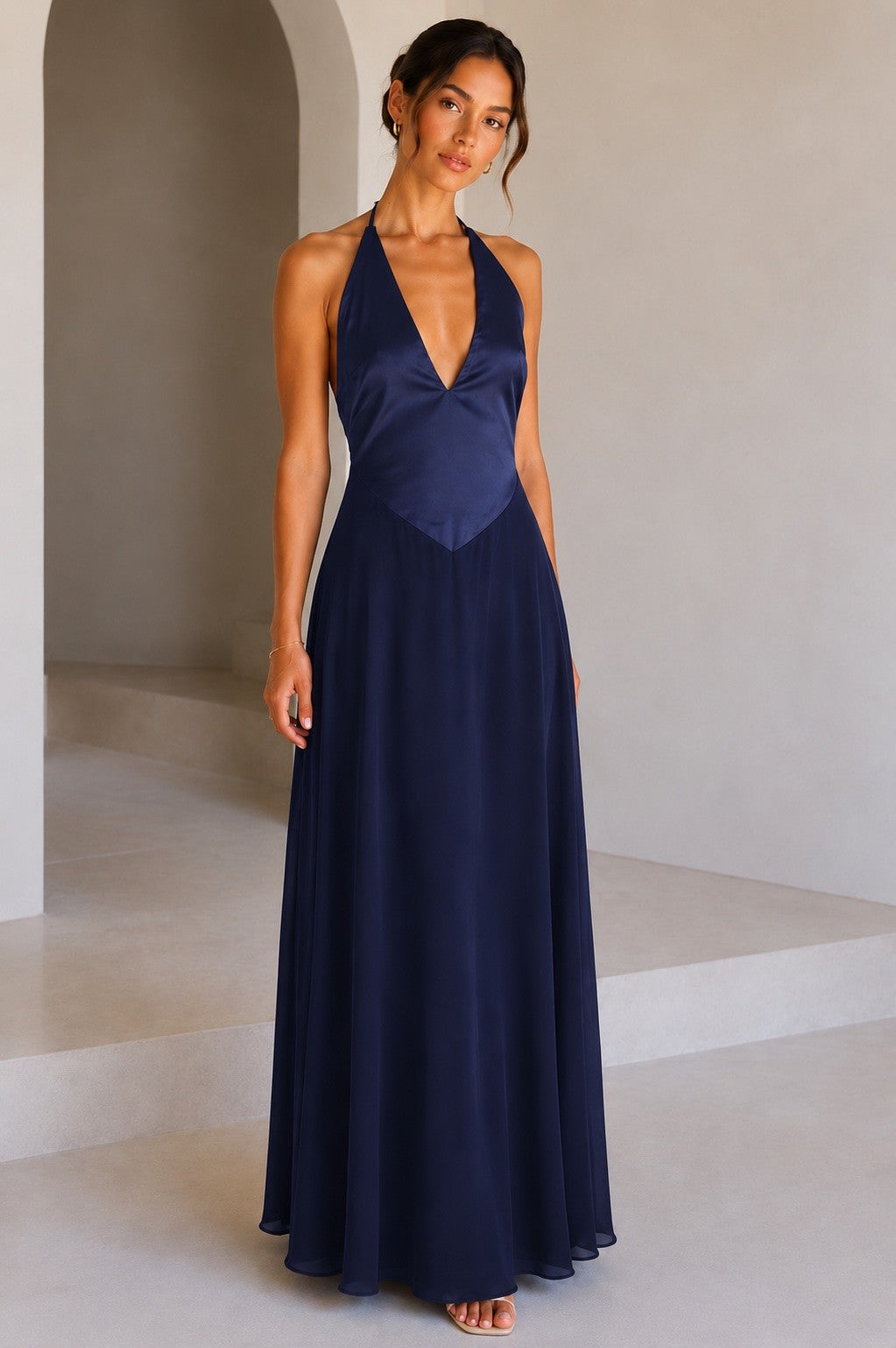 LANCY MIDI DRESS IN NAVY