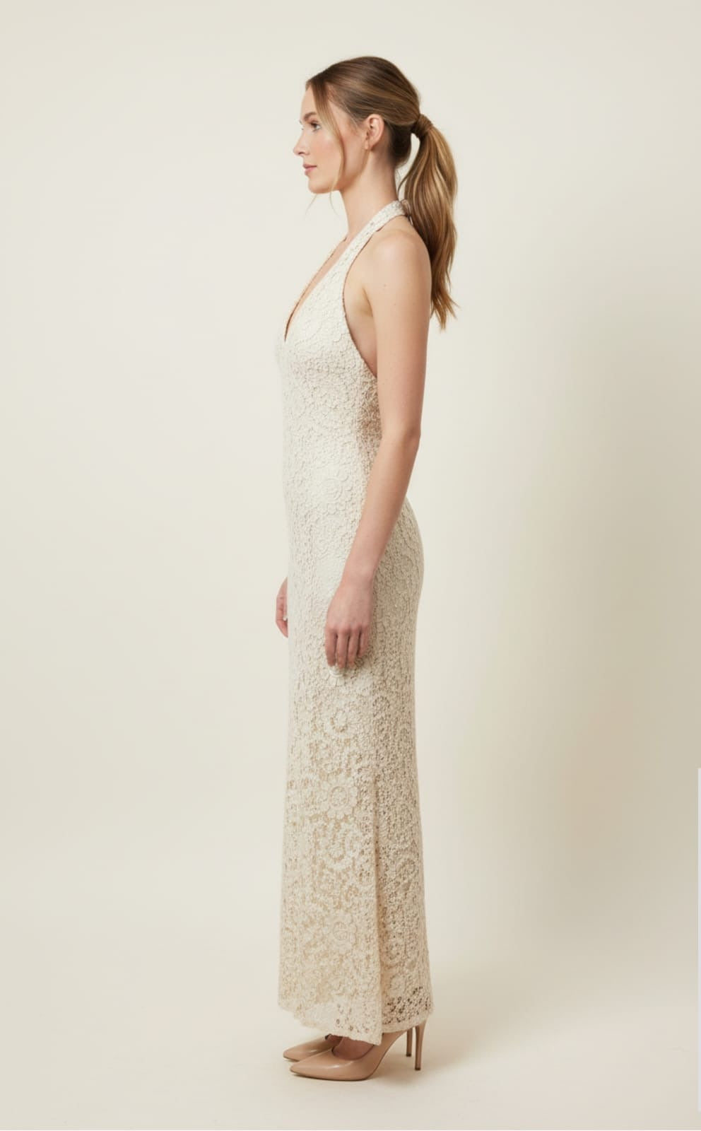 MARCELA LACE HALTER DRESS