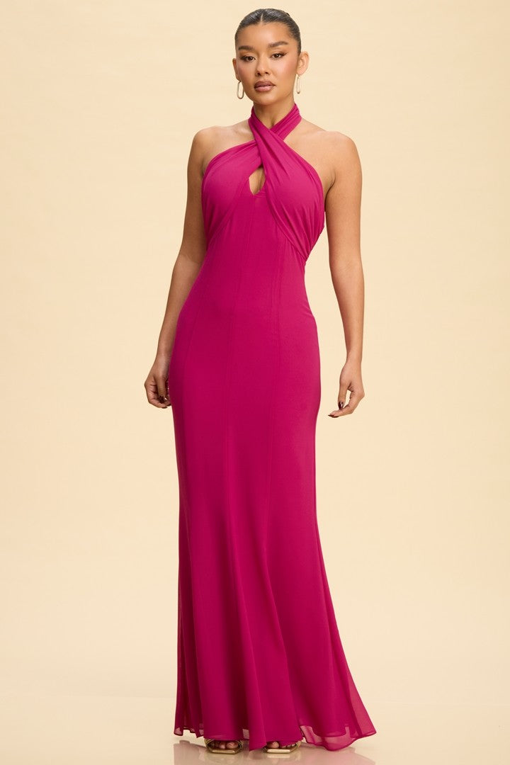 SARAH HALTER MAGENTA DRESS