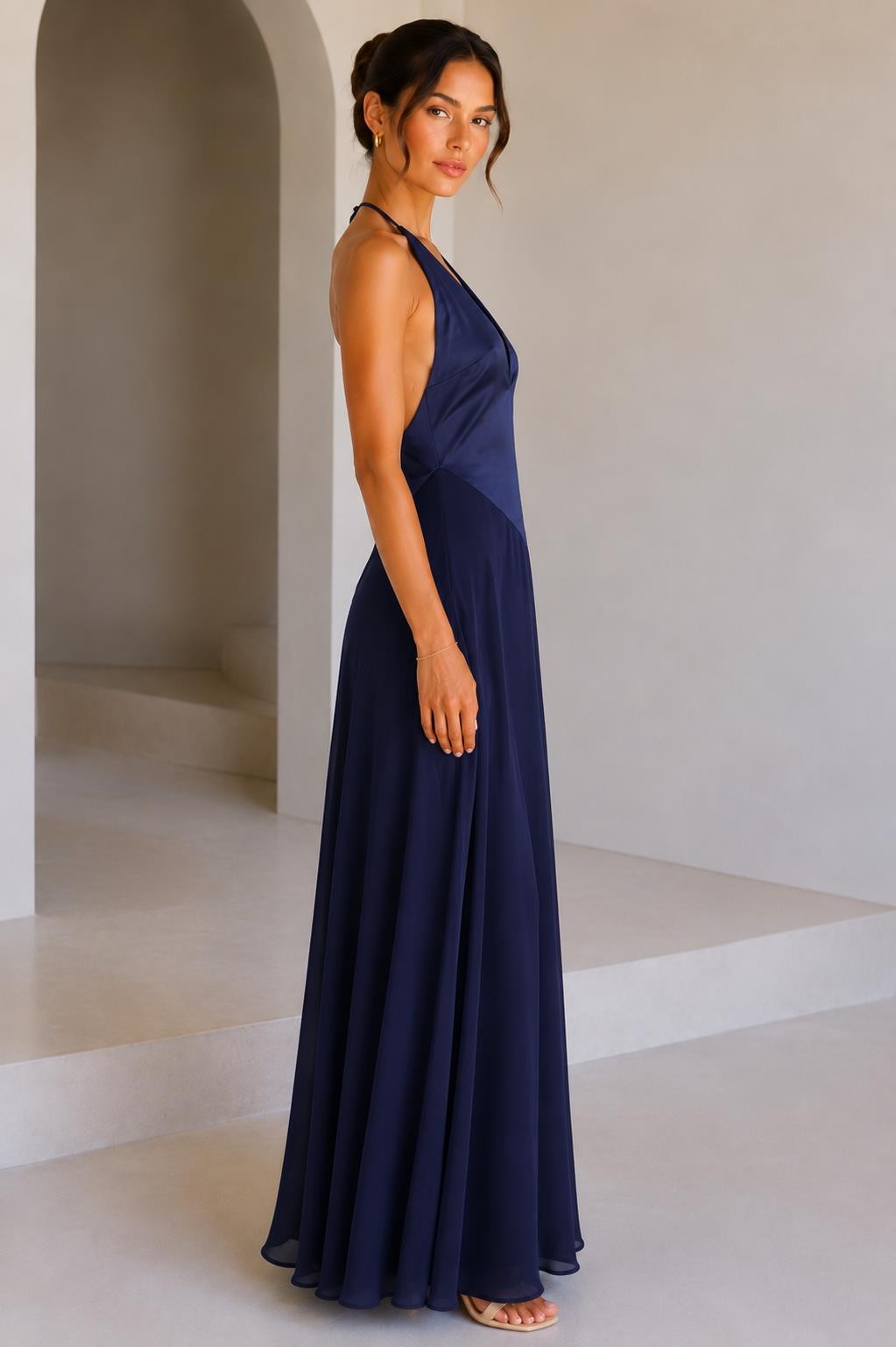 LANCY MIDI DRESS IN NAVY