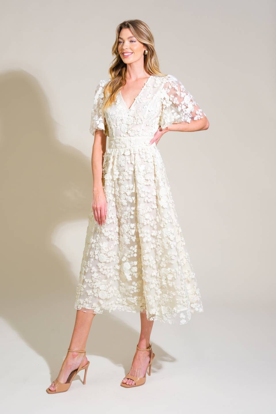 NATALIA MIDI DRESS IVORY