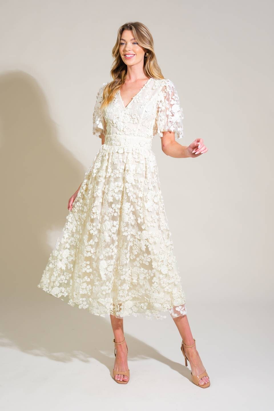 NATALIA MIDI DRESS IVORY