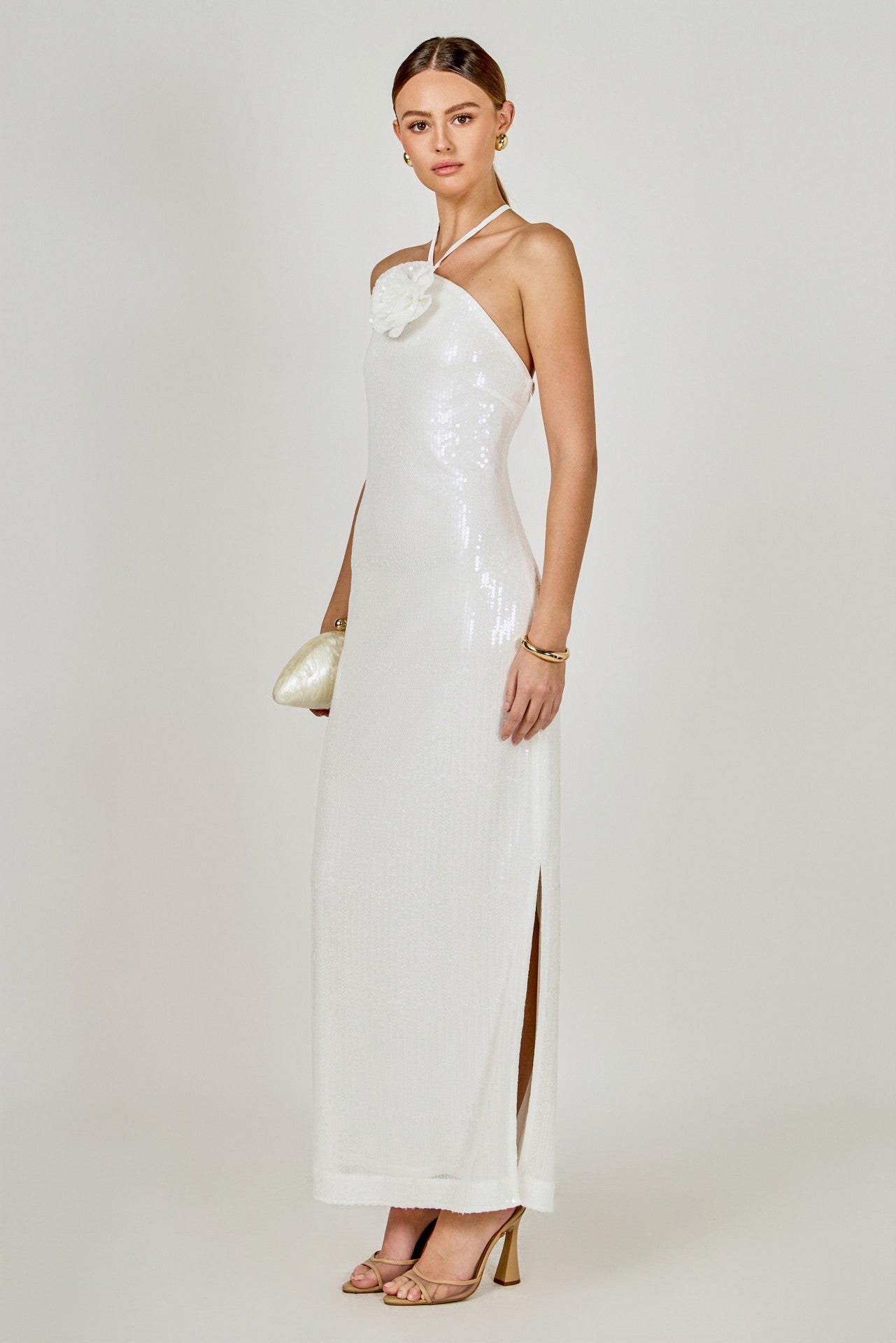 SAPHIRE SEQUINS DRESS WHITE