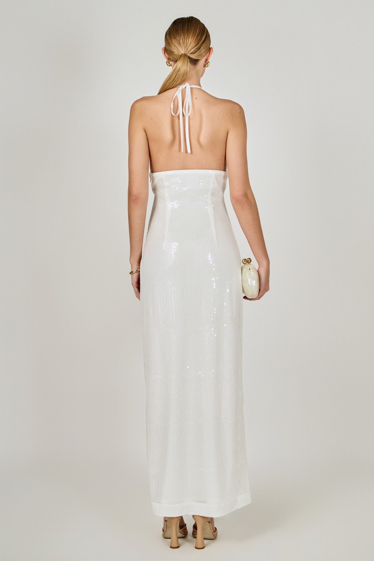 SAPHIRE SEQUINS DRESS WHITE