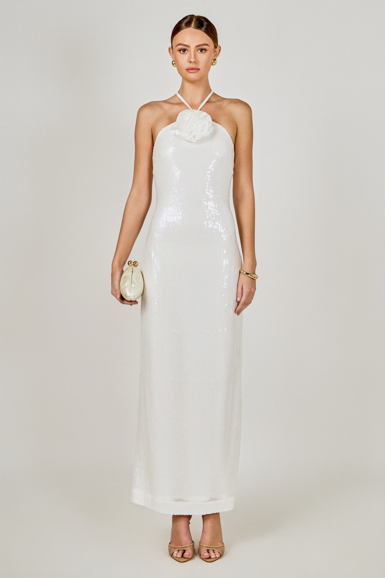 SAPHIRE SEQUINS DRESS WHITE