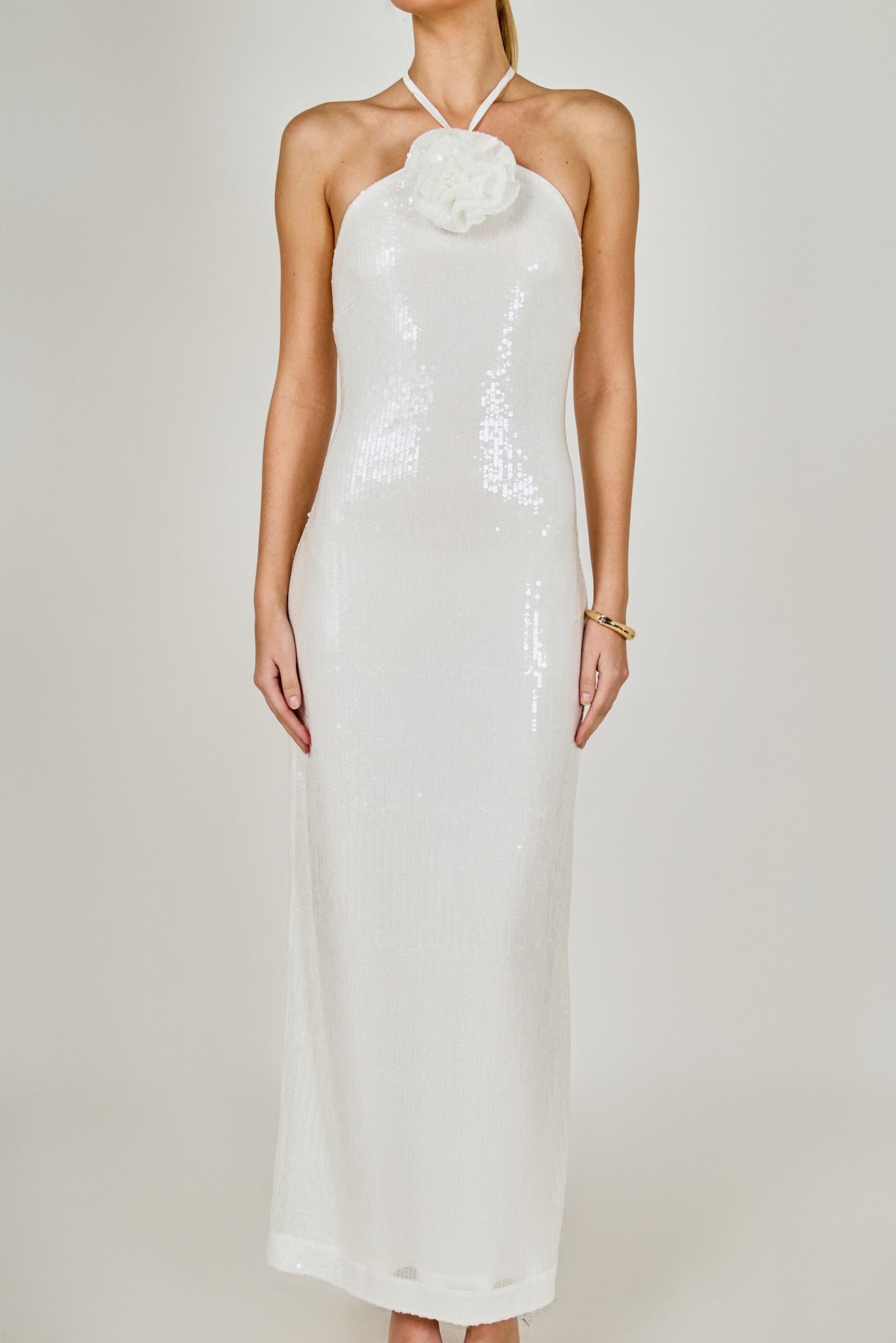 SAPHIRE SEQUINS DRESS WHITE