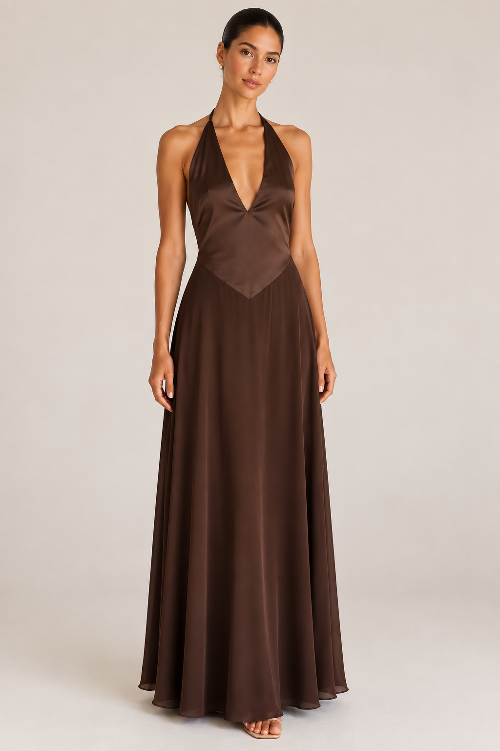 LANCY MIDI DRESS IN CHOCOLATE