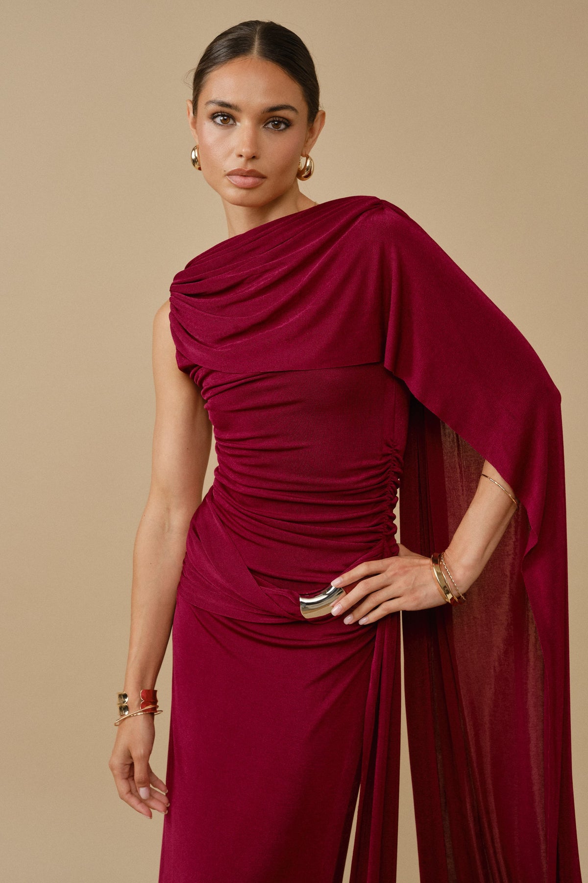 DALILAH DRESS IN BURGUNDY