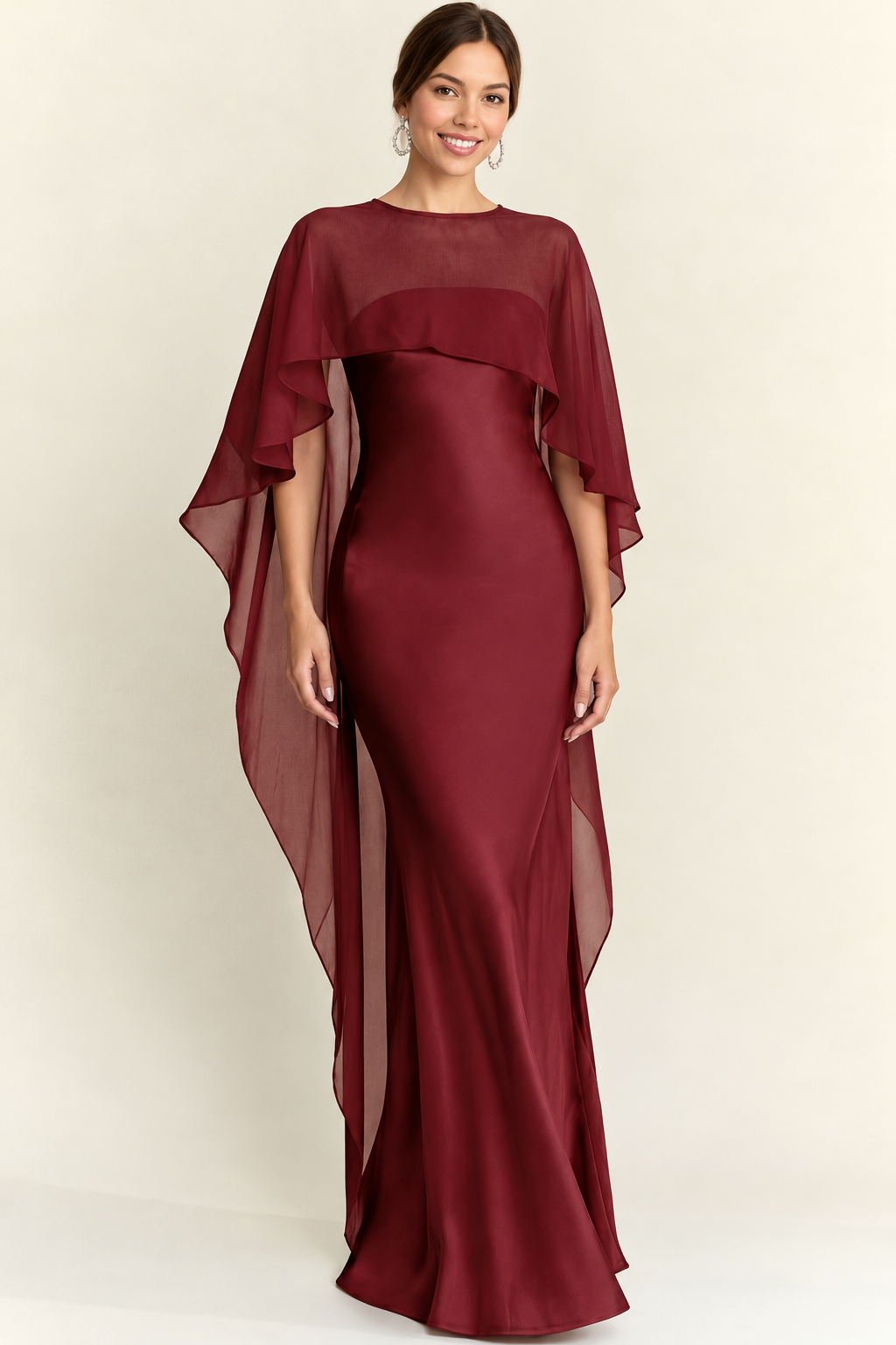 SELENE CAPE DRESS BURGUNDY