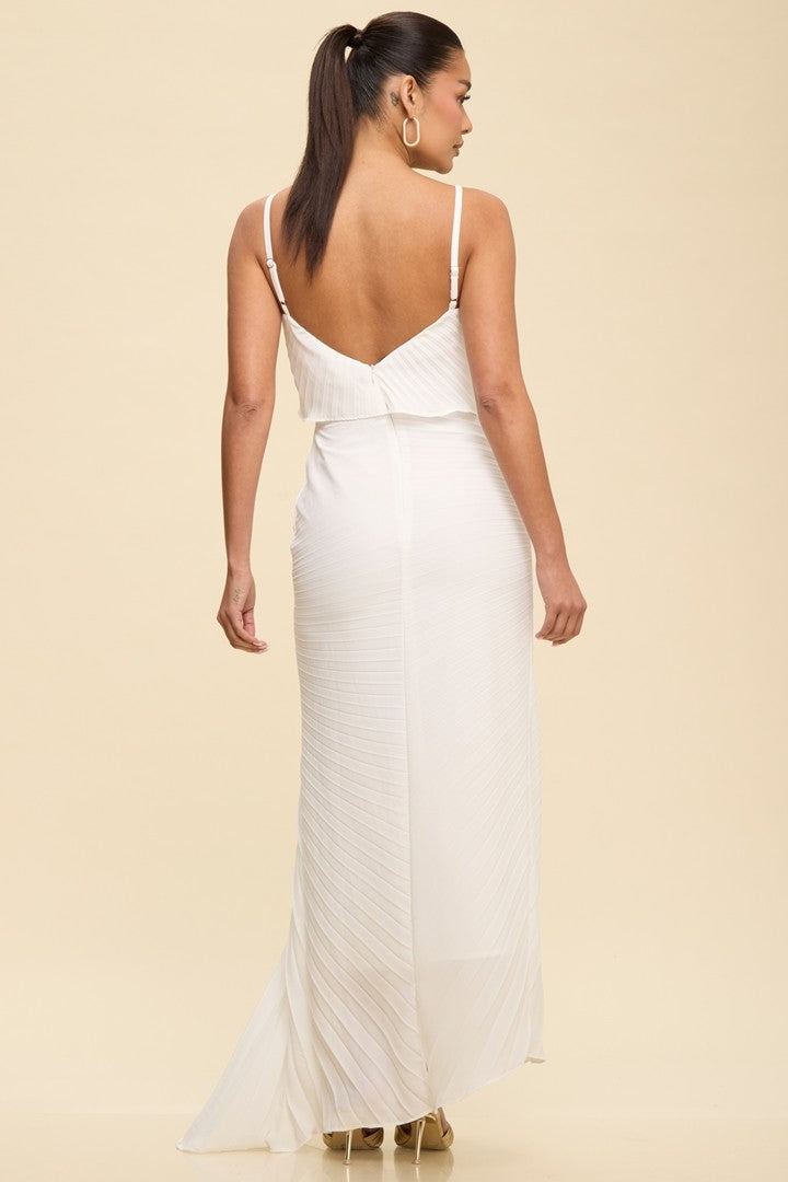 LINA PLEATED DRESS WHITE