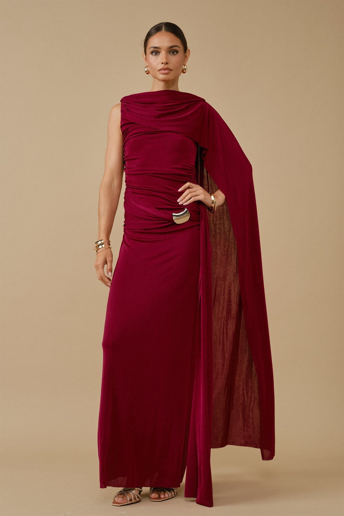 DALILAH DRESS IN BURGUNDY