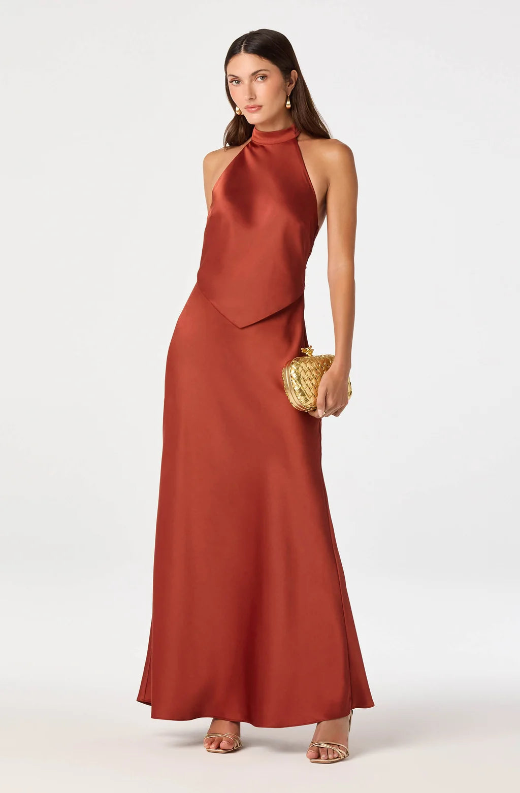 VIRIDIANA SATIN HALTER MAXI DRESS