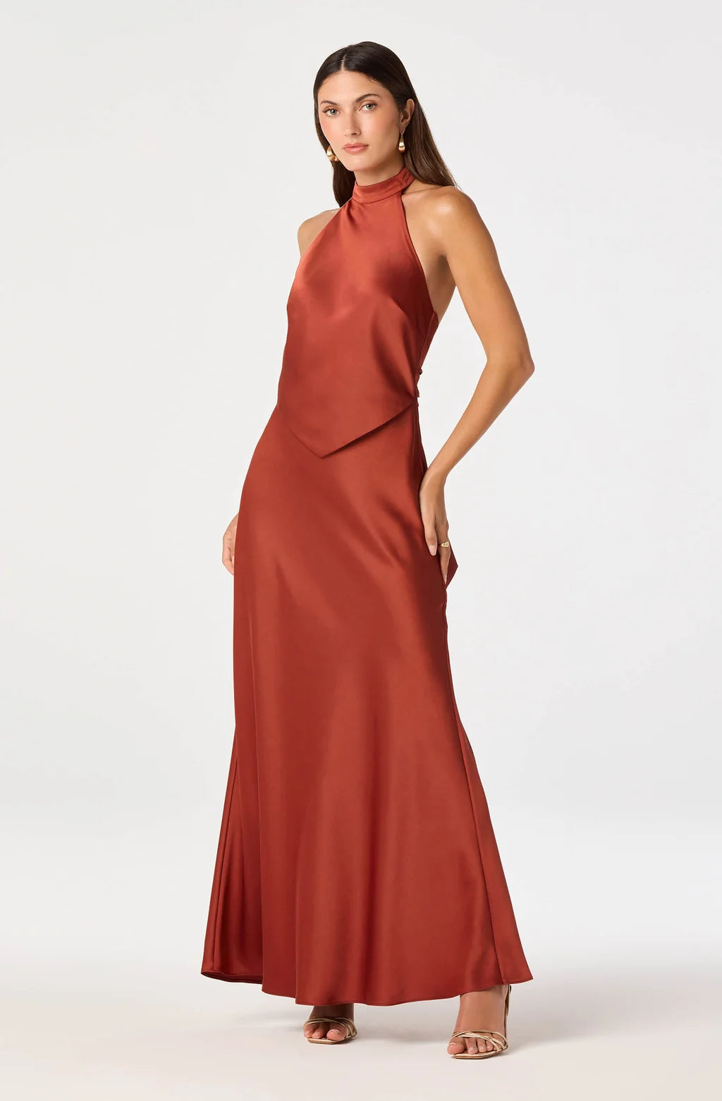 VIRIDIANA SATIN HALTER MAXI DRESS