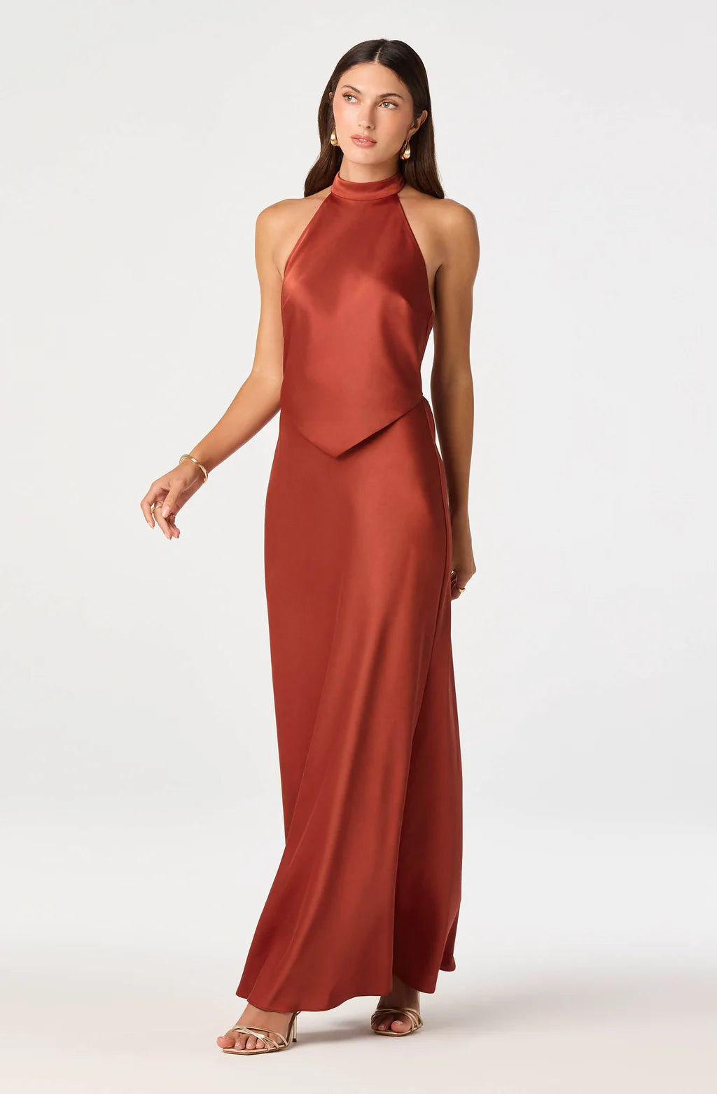 VIRIDIANA SATIN HALTER MAXI DRESS