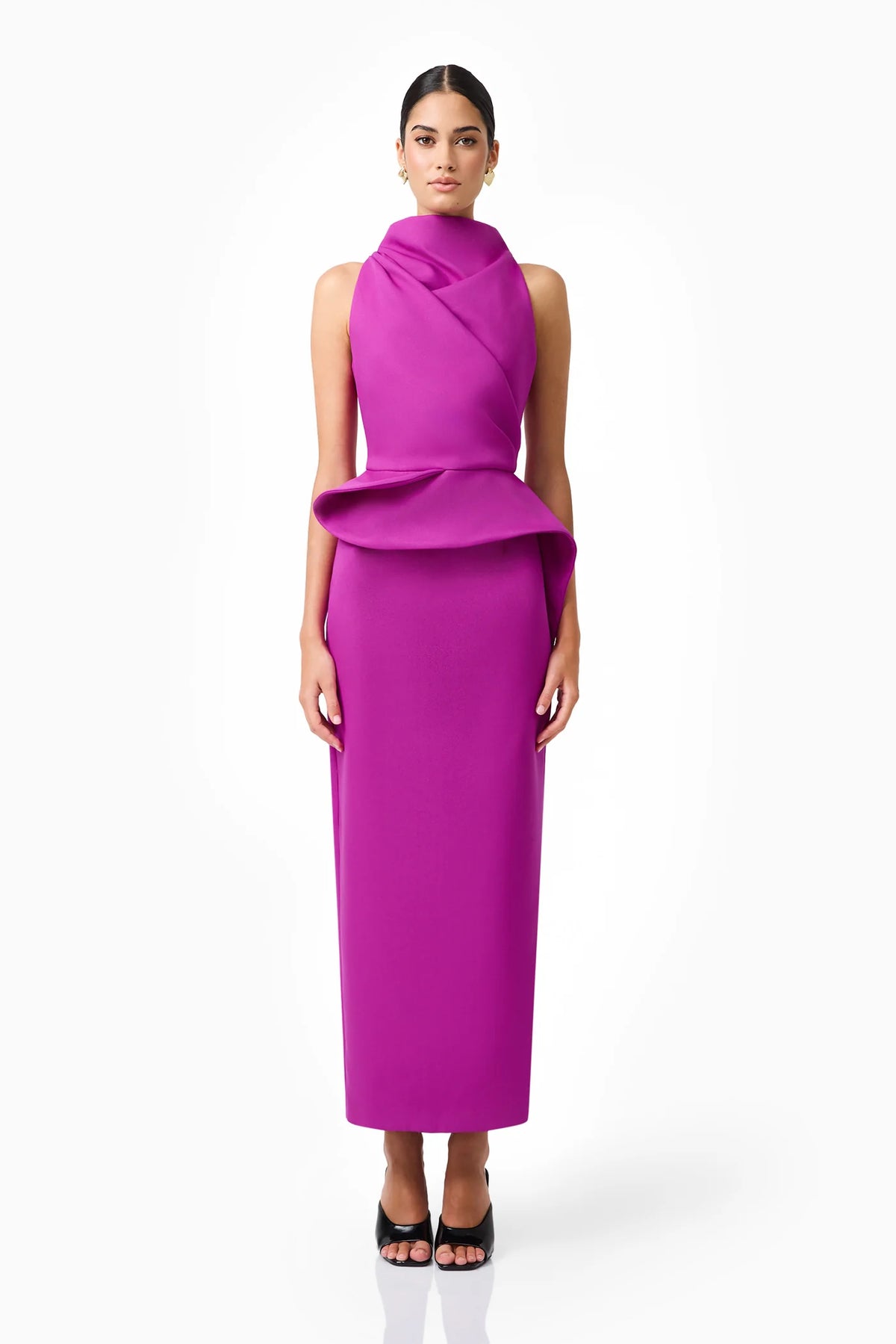 LIORIS PEPLUM GOWN IN PURPLE