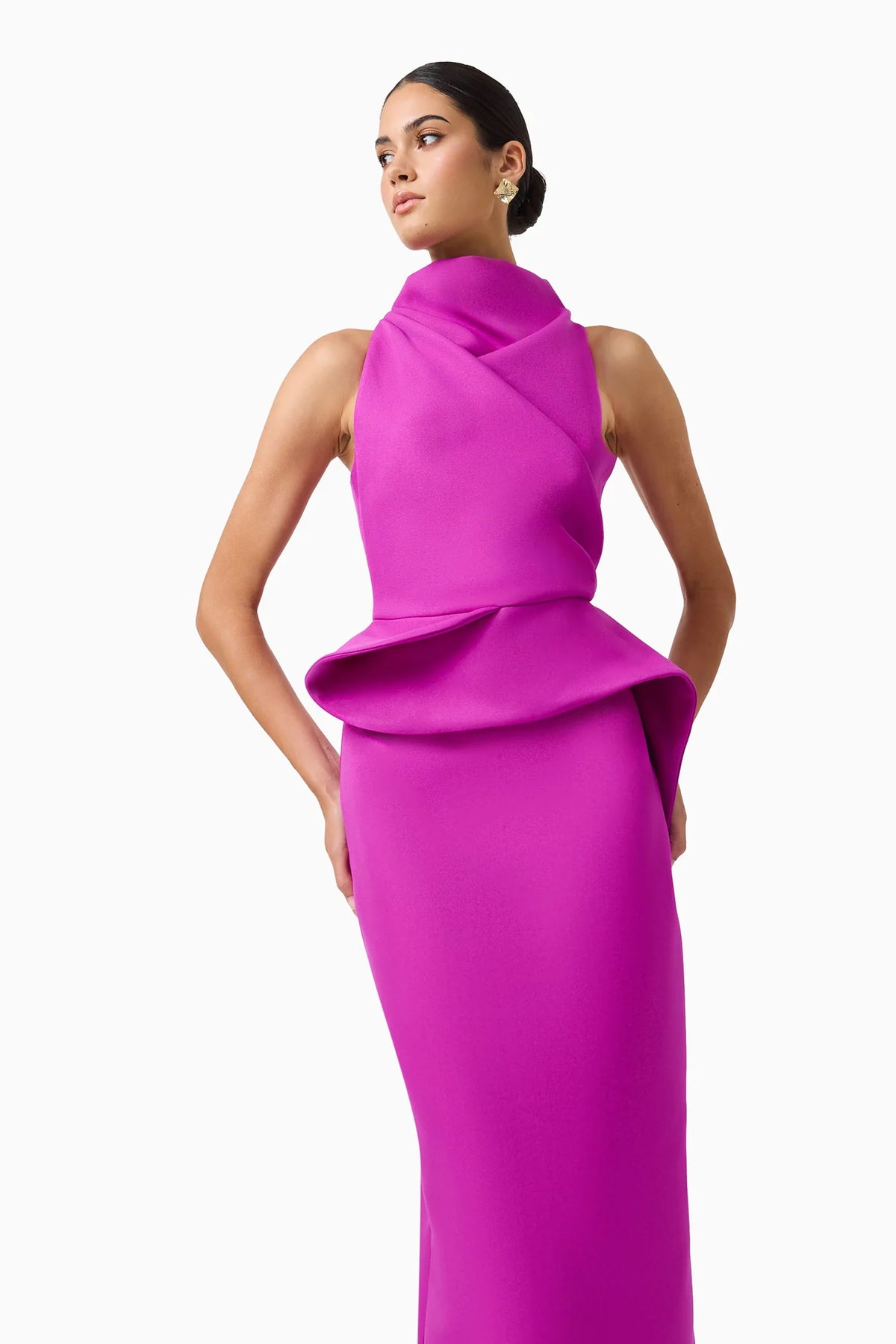 LIORIS PEPLUM GOWN IN PURPLE