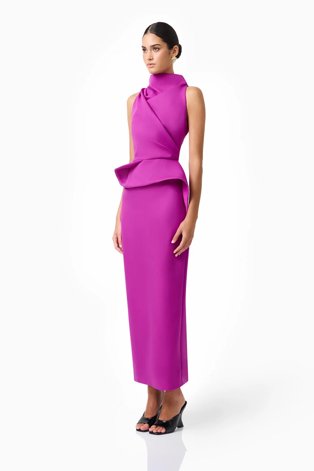 LIORIS PEPLUM GOWN IN PURPLE