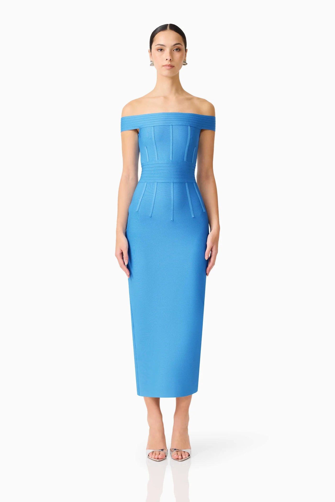 ELENA STRAPLESS GOWN DRESS IN BLUE