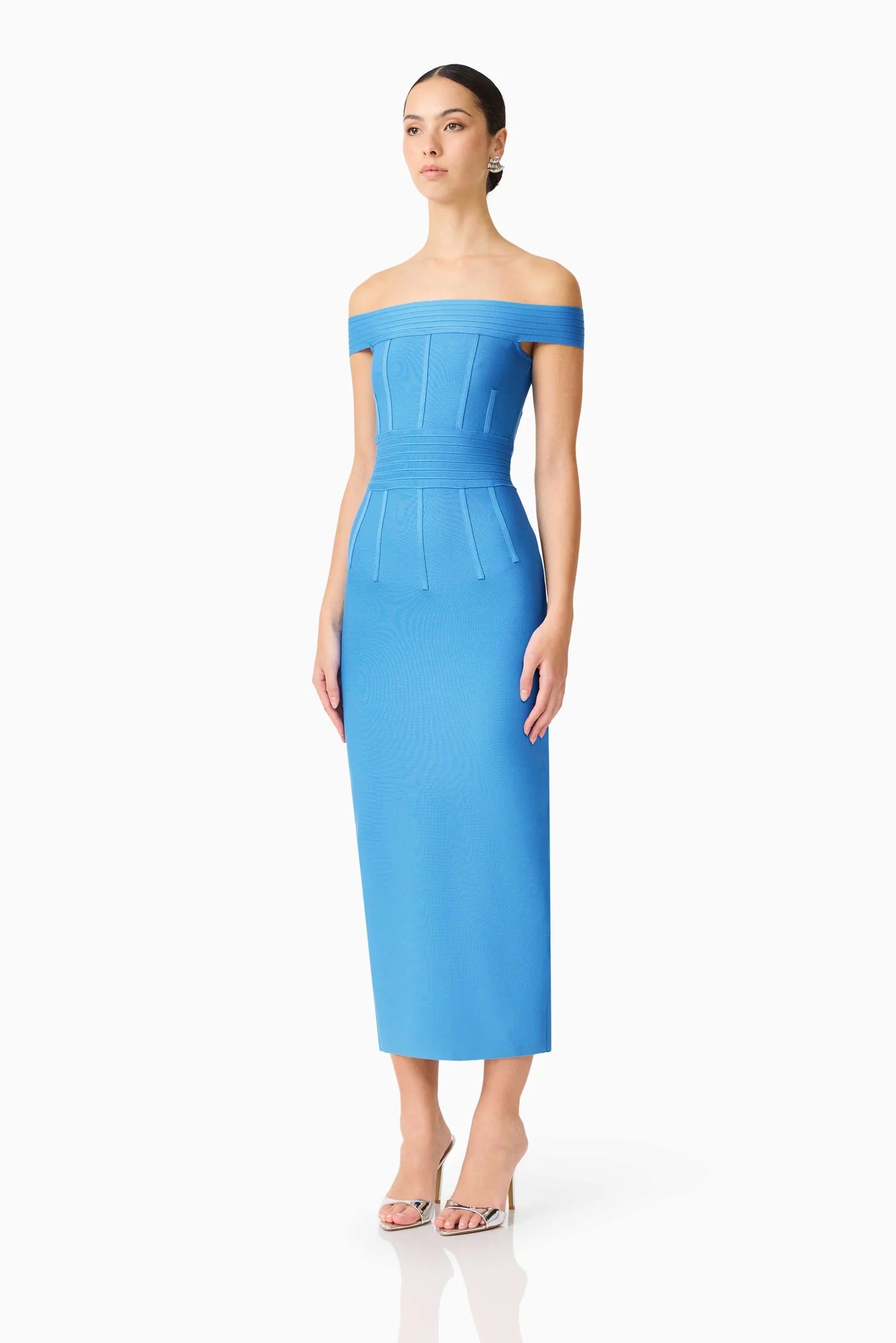 ELENA STRAPLESS GOWN DRESS IN BLUE