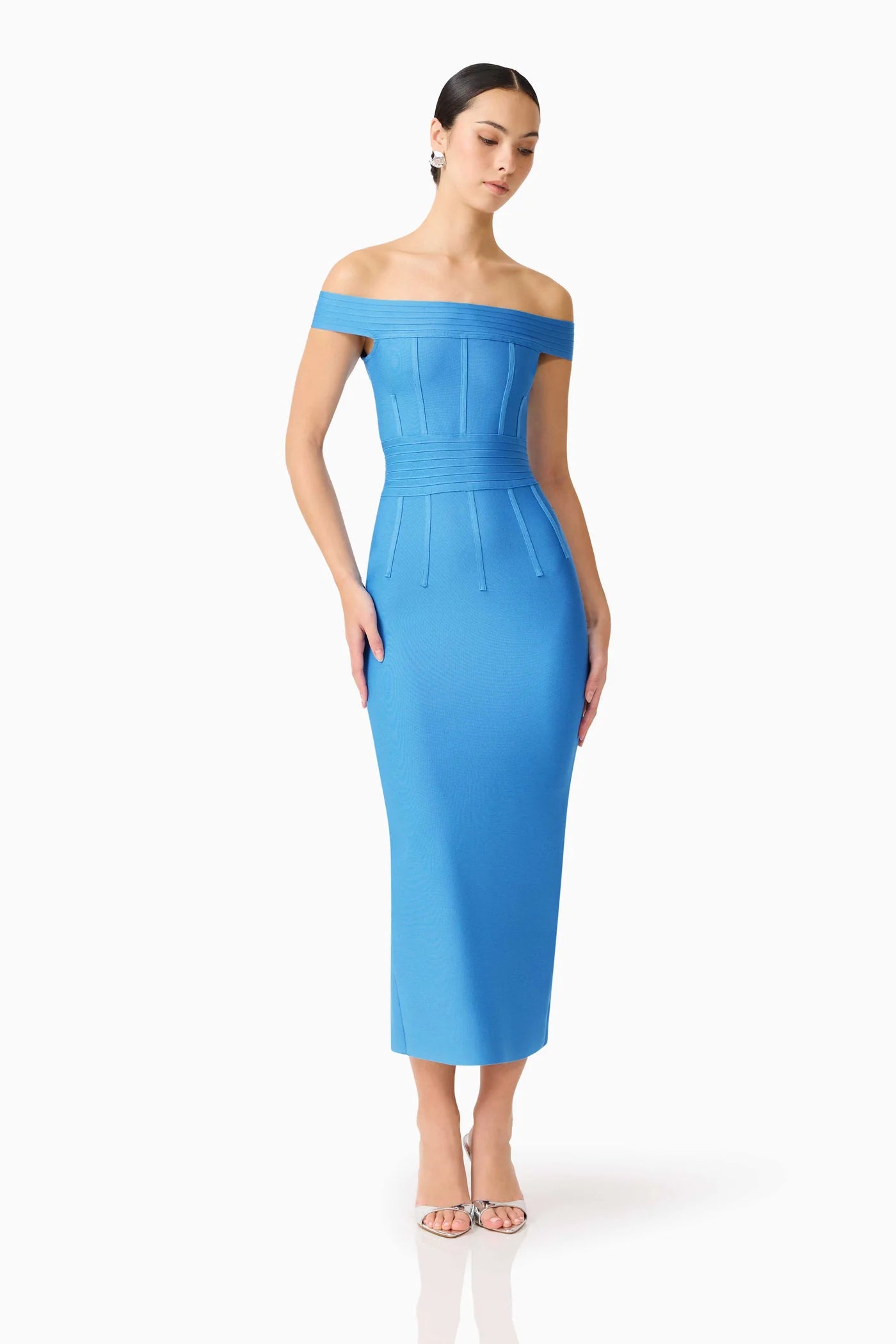ELENA STRAPLESS GOWN DRESS IN BLUE
