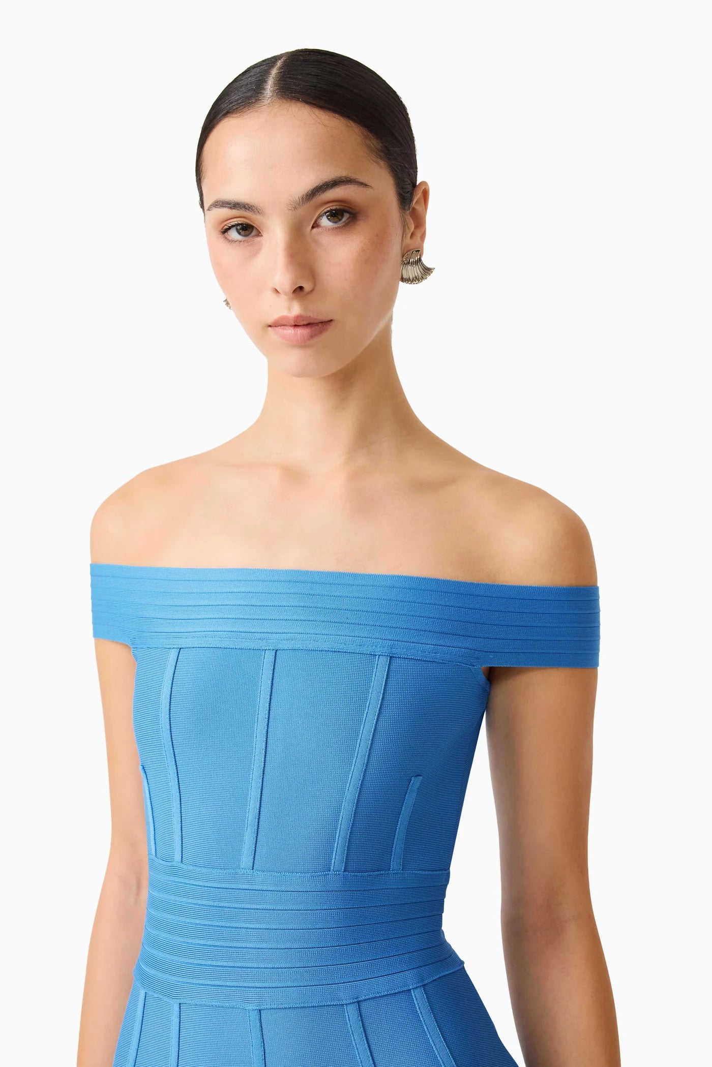ELENA STRAPLESS GOWN DRESS IN BLUE