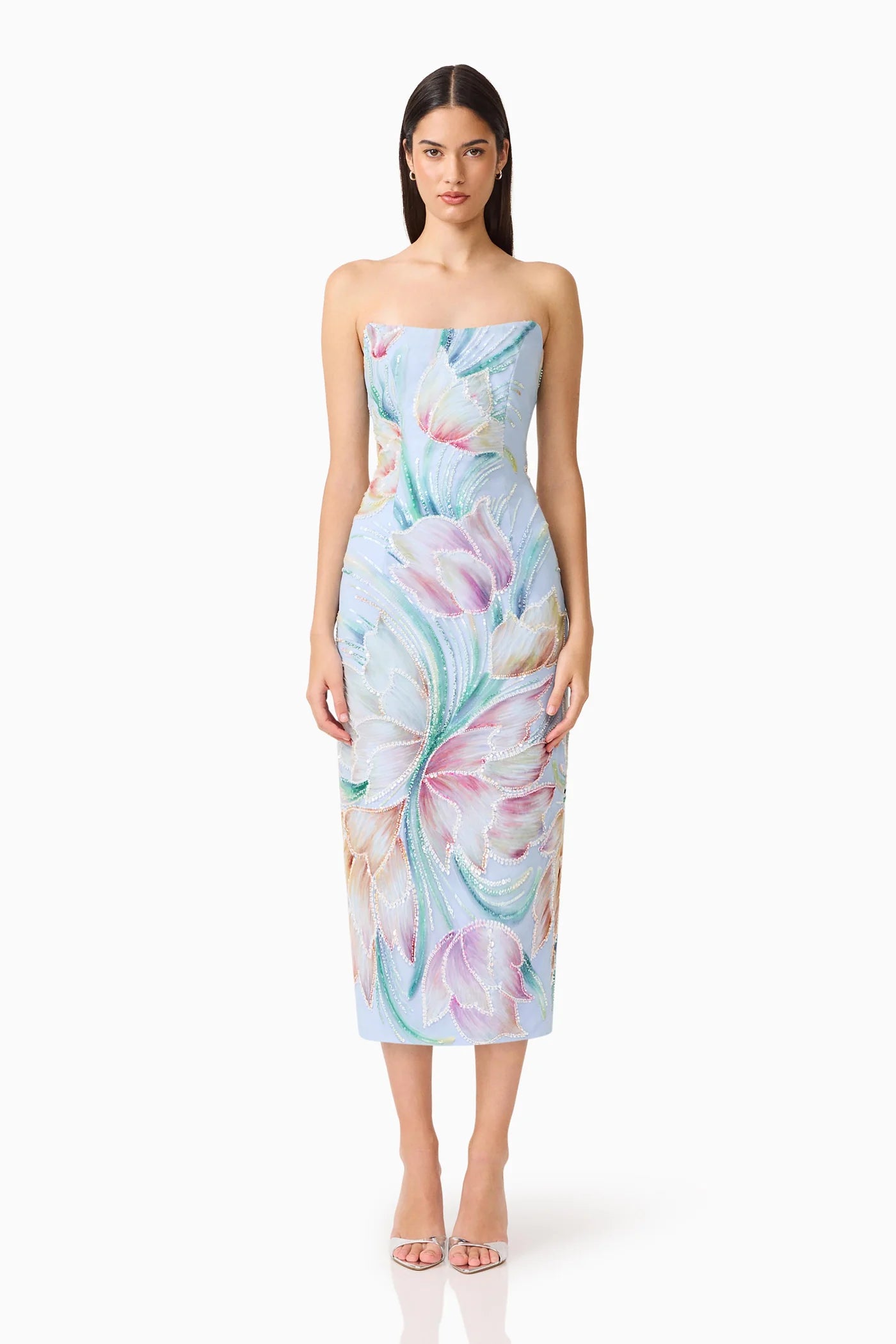 PRISELLE STRAPLESS MIDI DRES