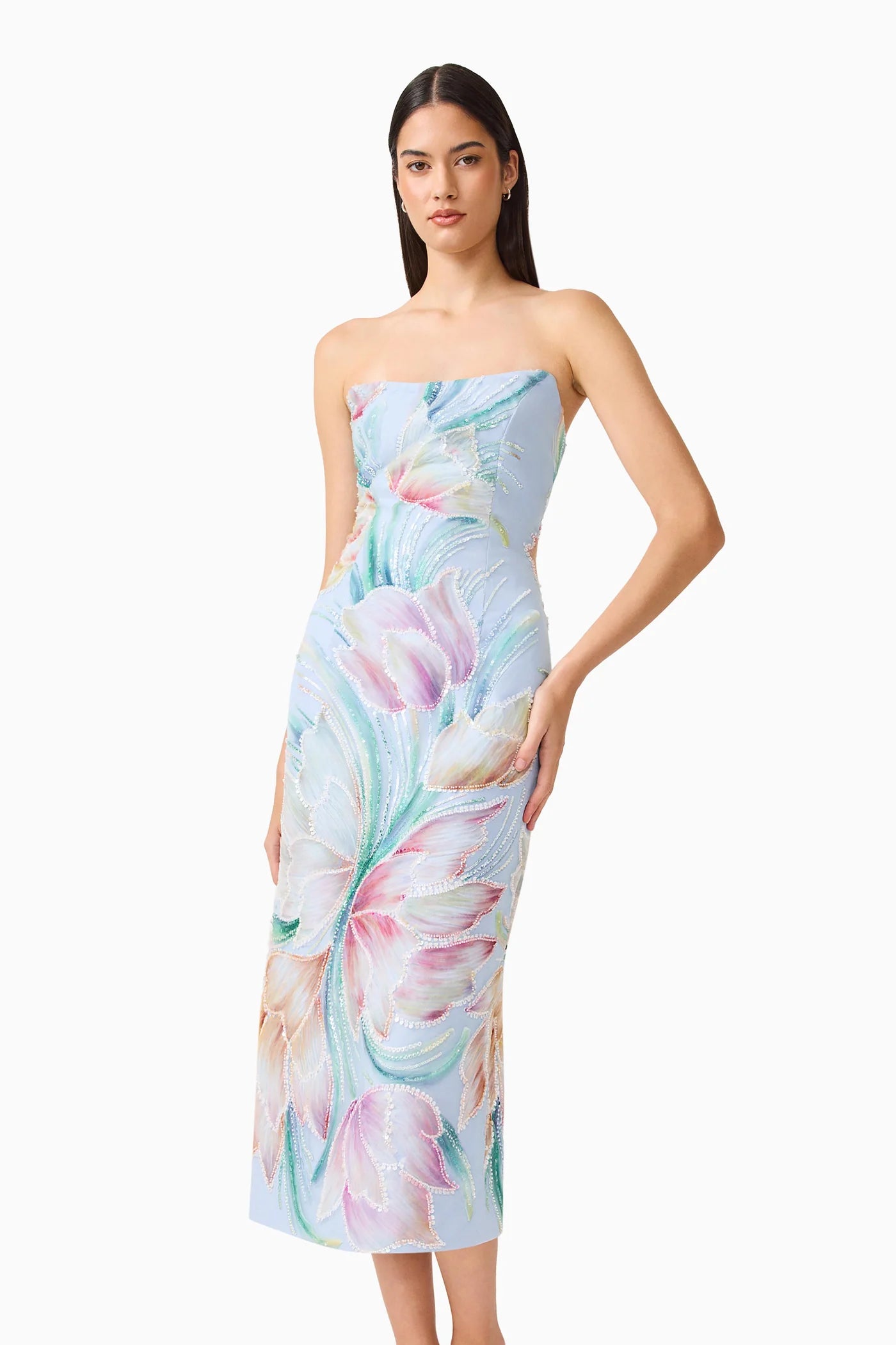 PRISELLE STRAPLESS MIDI DRES