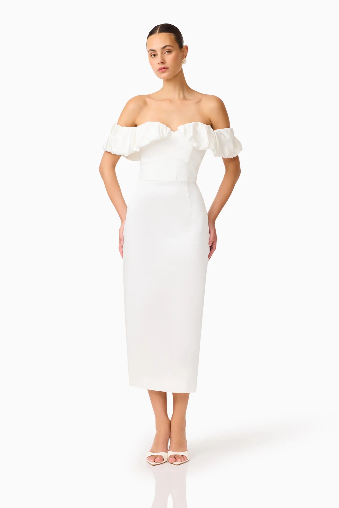 ESPERA OFF SHOULDER MIDI DRESS