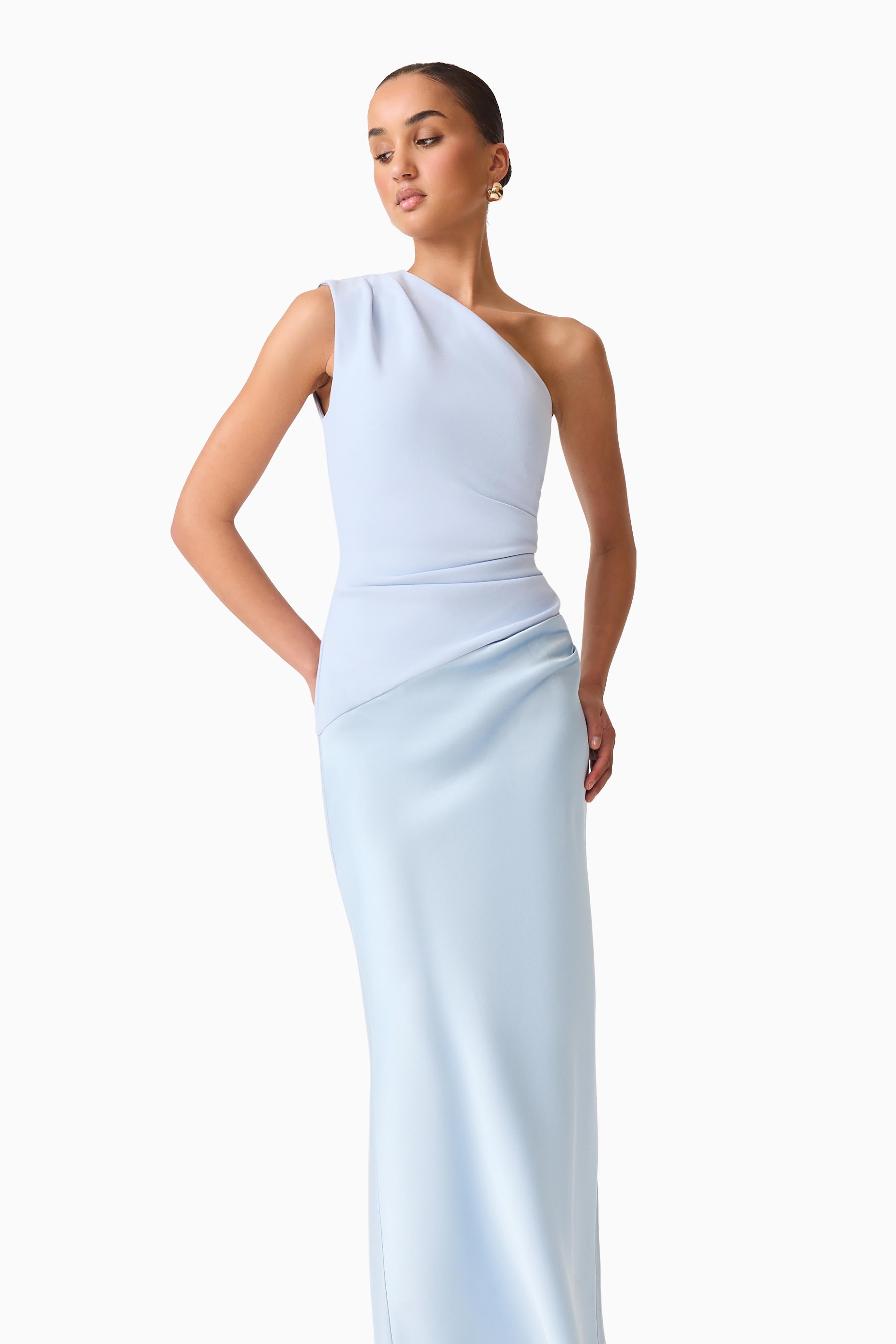 SKYE ONE SHOULDER GOWN BABY BLUE