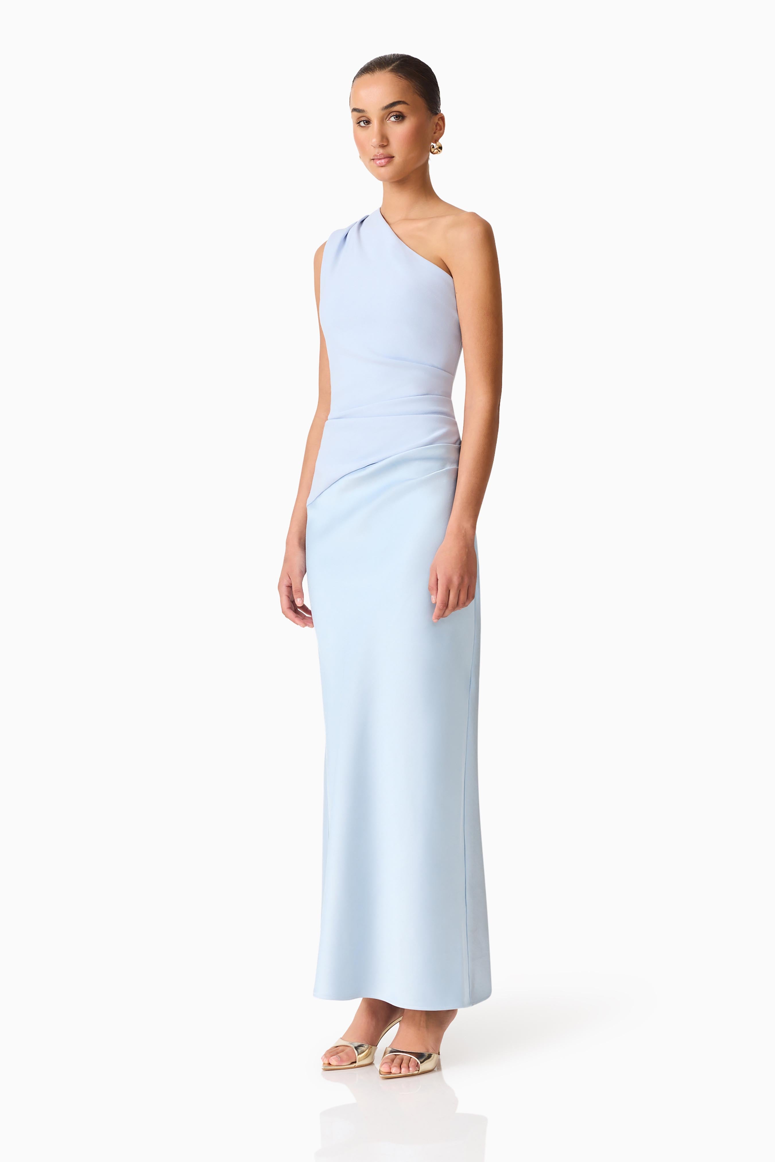 SKYE ONE SHOULDER GOWN BABY BLUE